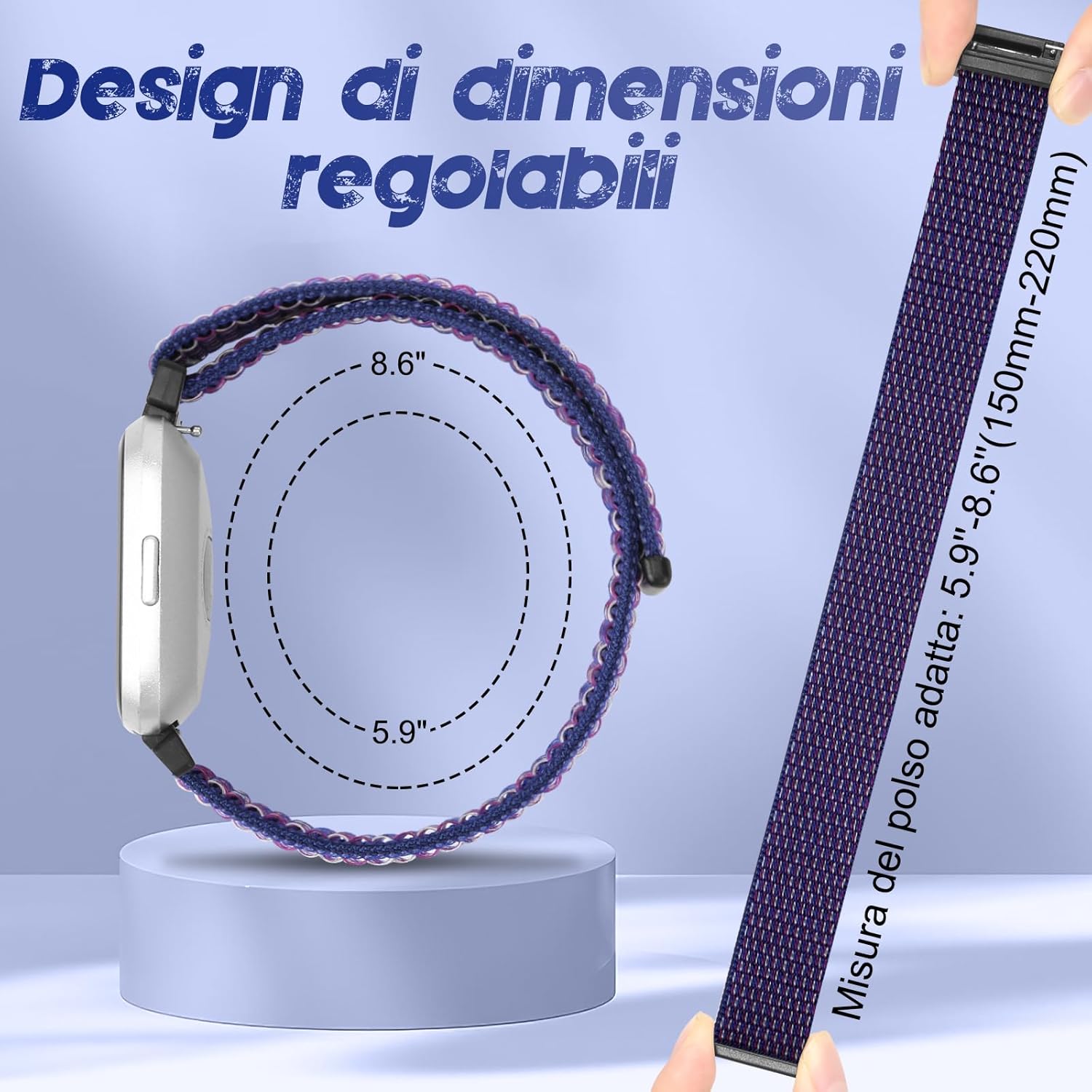 Tumcez Nylon strap compatible with Fitbit Pour 2/Fitbit Versa/Fitbit Pour Lite/Fitbit pour if Sports Sports Renting Adjustable for women Indigo