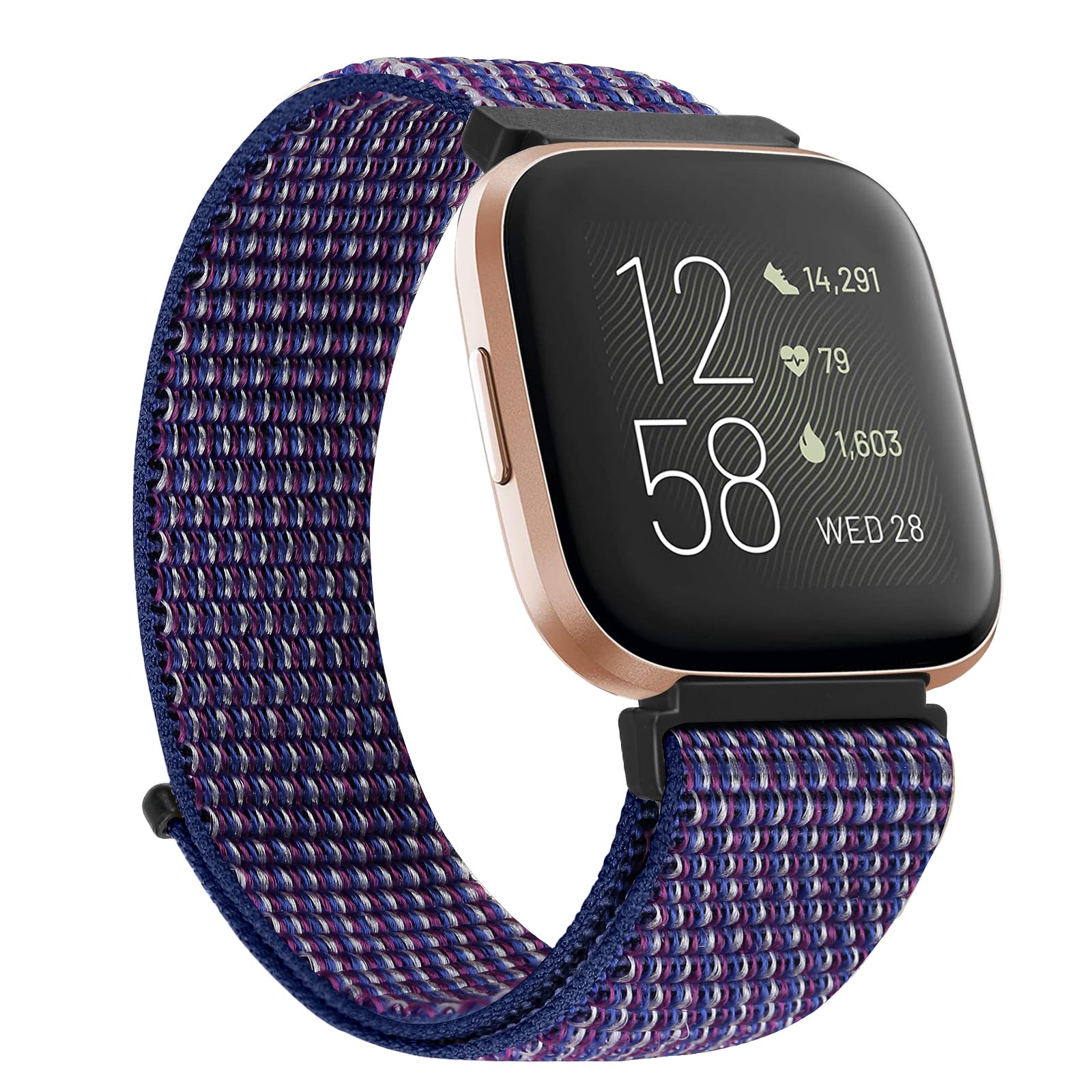 Tumcez Nylon strap compatible with Fitbit Pour 2/Fitbit Versa/Fitbit Pour Lite/Fitbit pour if Sports Sports Renting Adjustable for women Indigo