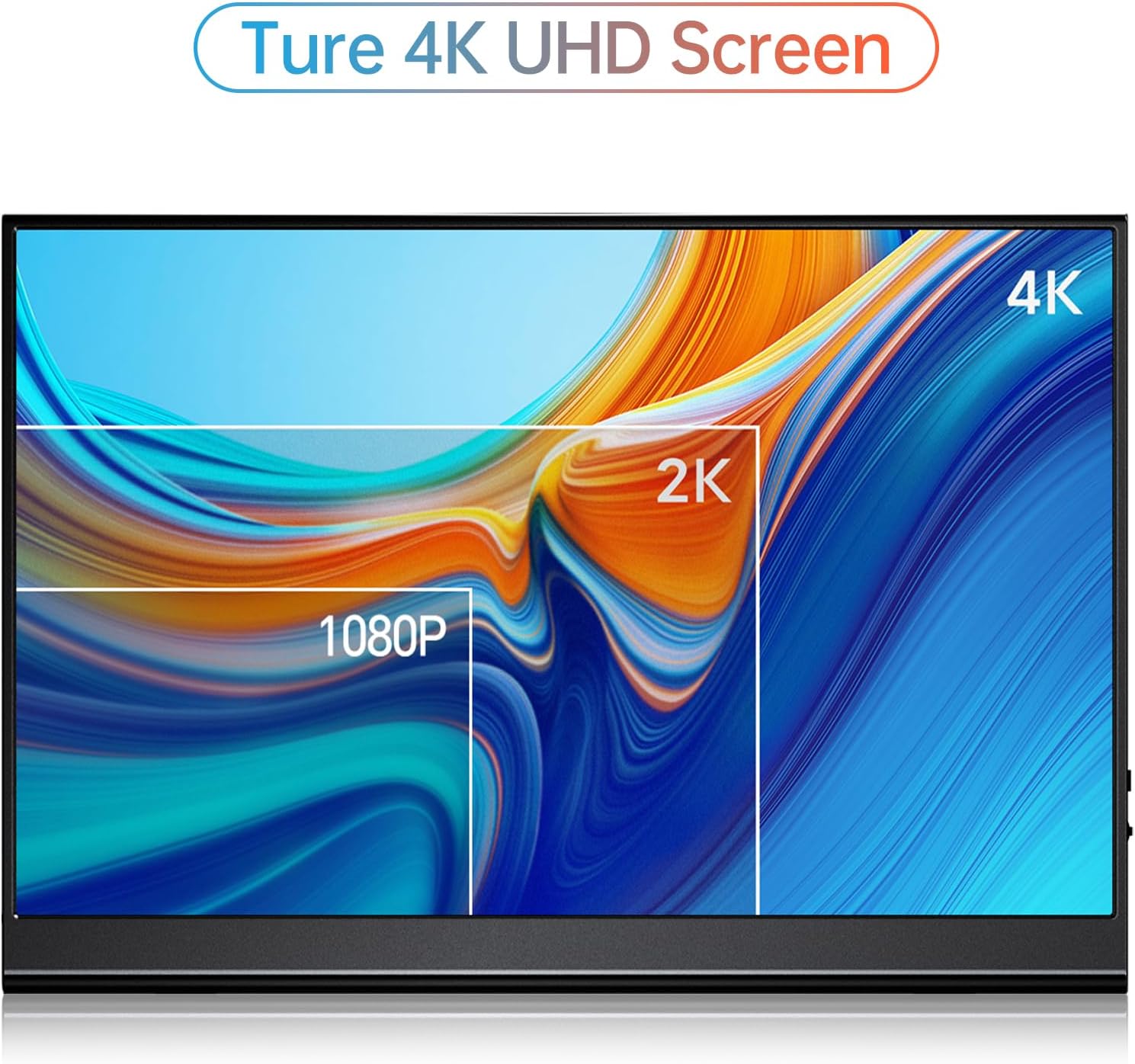 VILVA 4K Portable Monitor, 15.6'' IPS 3840x2160 UHD Computer Monitor, 100% Adobe RGB Gaming Monitor USB C HDMI Portable Travel Display w/Speakers Smart Cover for Laptop Xbox PS4 Switch Phone Mac 15'6 4K