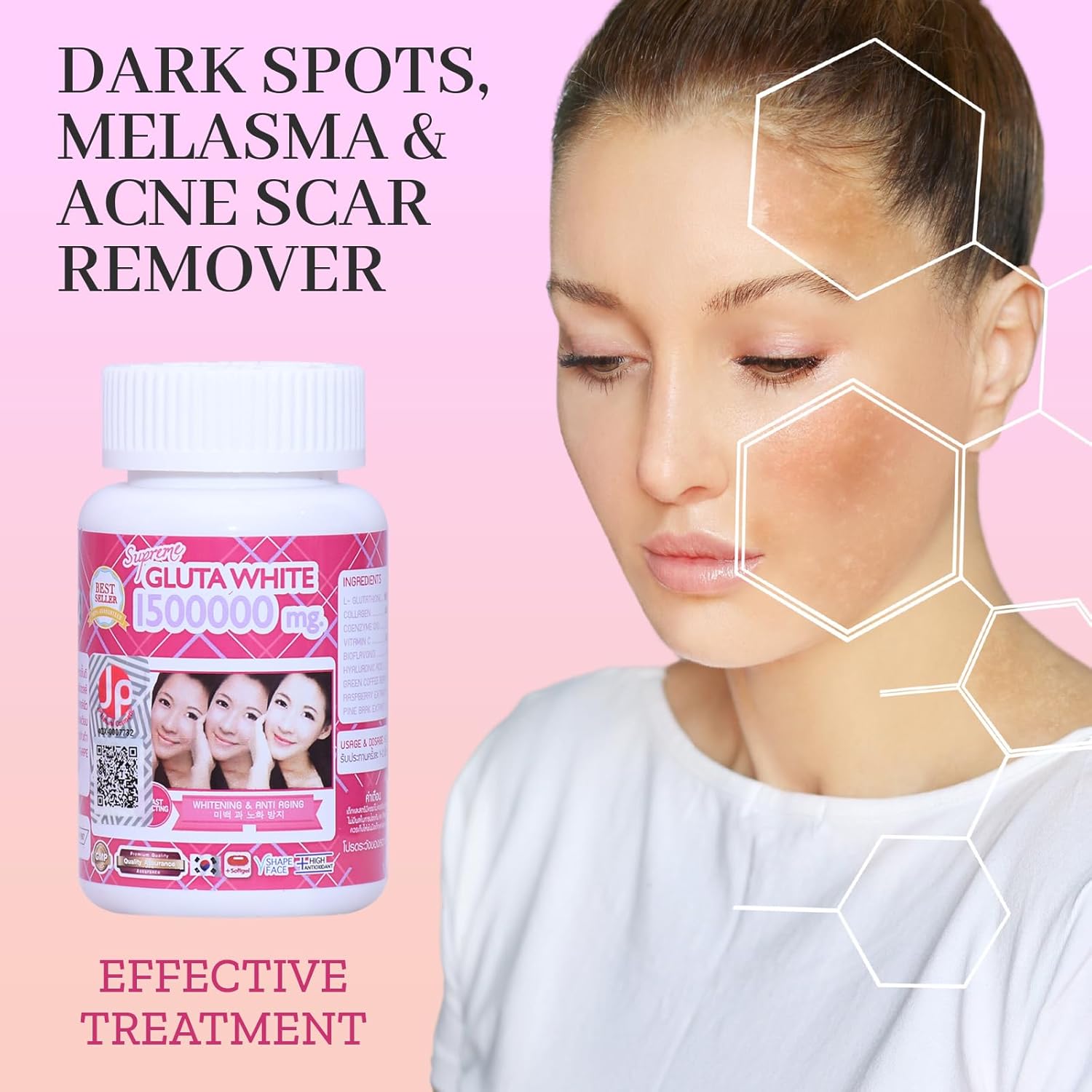 1500000mg for Skin Lightening, Skin Moisturizer, Collagen Stimulator Healthy Blood Circulation | L-Glutathione 30 Softgels (Pack of 1)