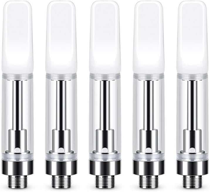 5 pieces Refillable CBD Vaping Ceramic Coil Cartridge Atomizer Tank 1.0ml 2.0mm Intake Hole for Electronic Cigarettes compatible 510 Thread No Nicotine