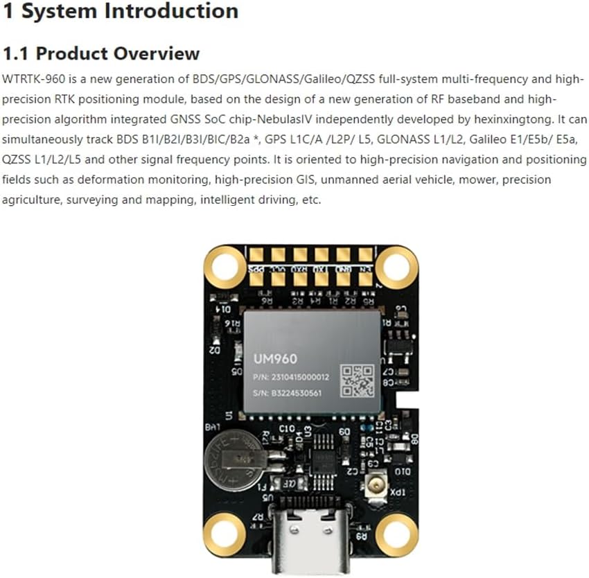 Abiled RTK-960 Zed-F9p RTK positioning module with high precision BDS/GPS/GLONASS // QZSS