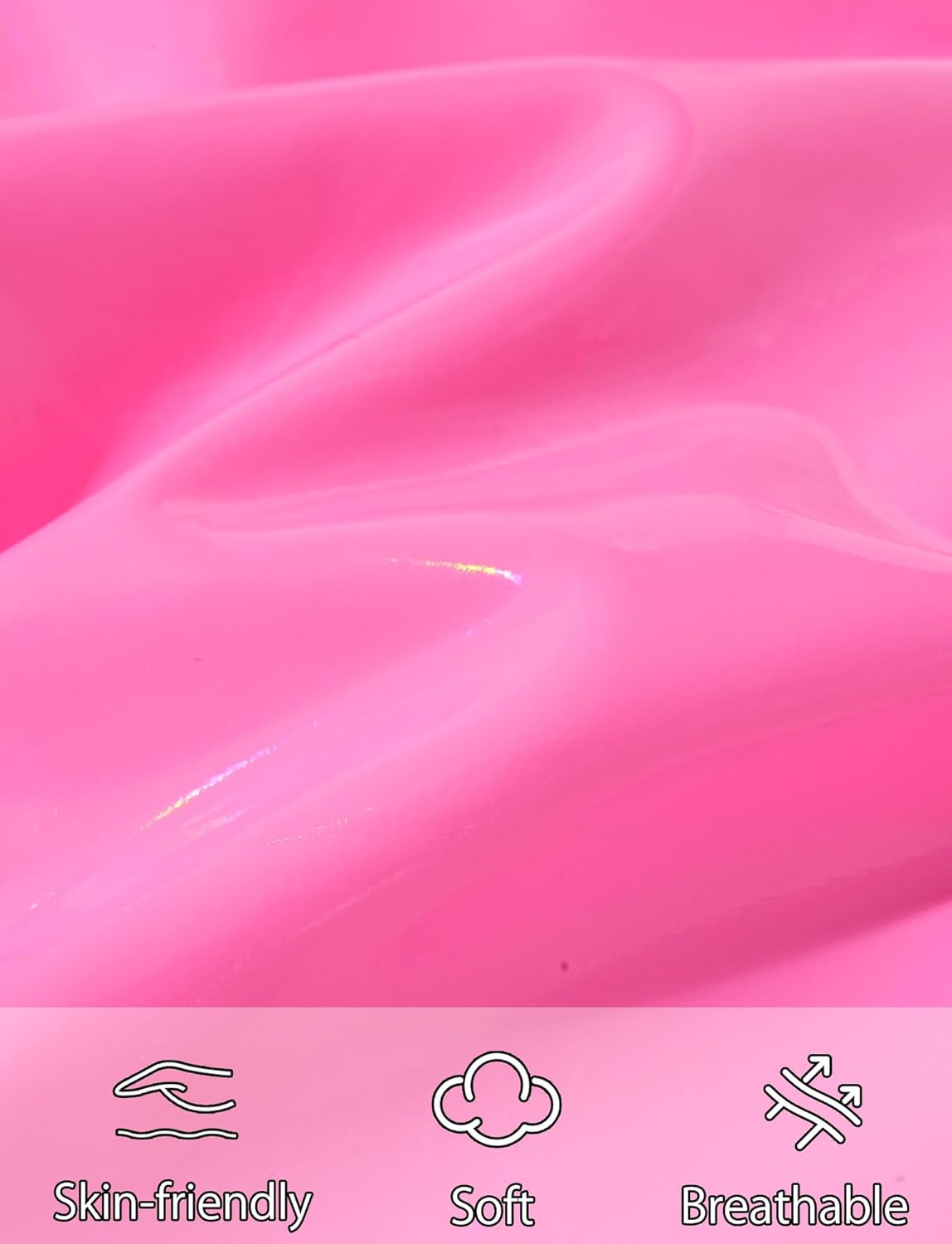 Adigau Women Long Gloves PU Shiny Leather Elbow Length Elastic Gloves Wetlook Costumes Party Cosplay Accessories XL Pink