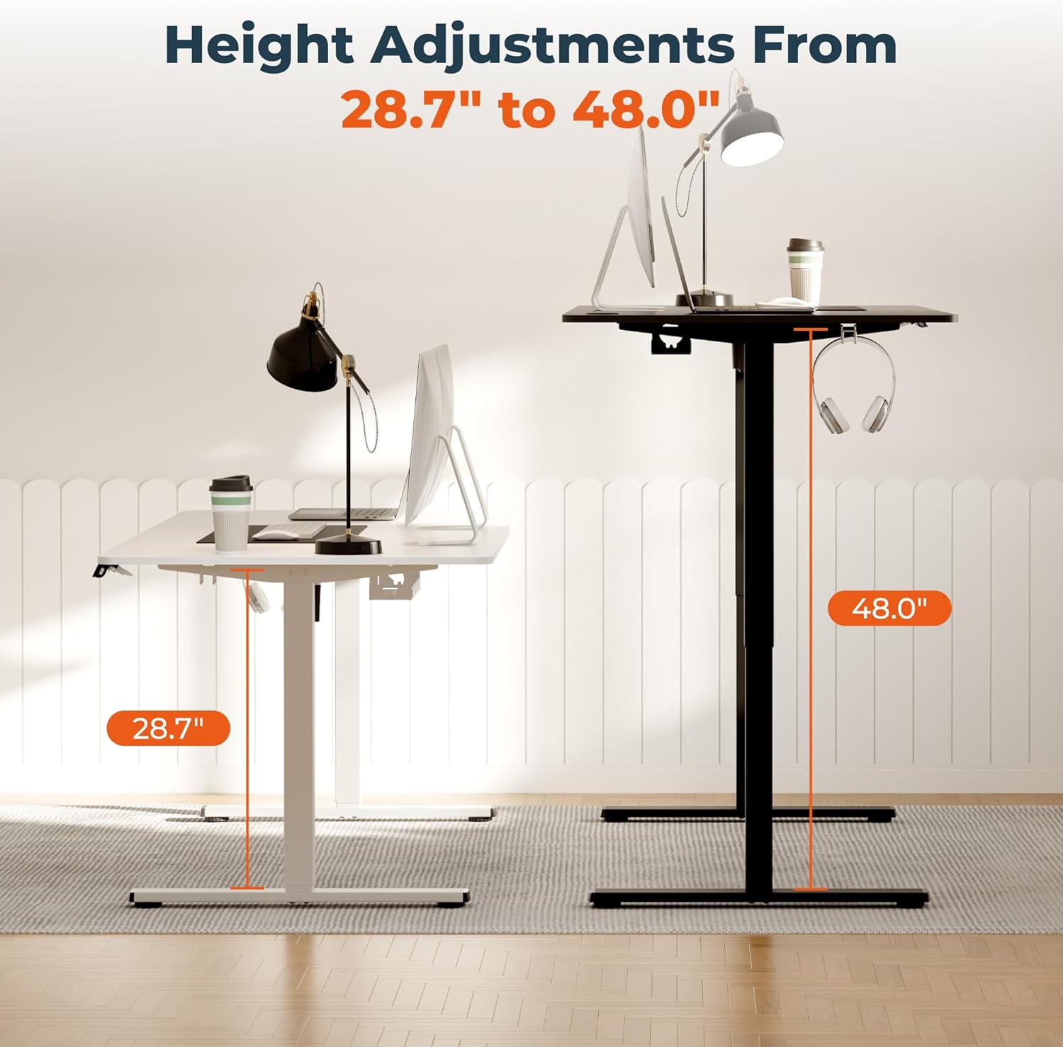 Adjustable Stand Up Desk, Large 71x31 Inches Height Adjustable Standing Desk with Cable Management, Home Office Computer Desk with Memory Preset & Charging USB Port & Sedentary Reminder Black 7131