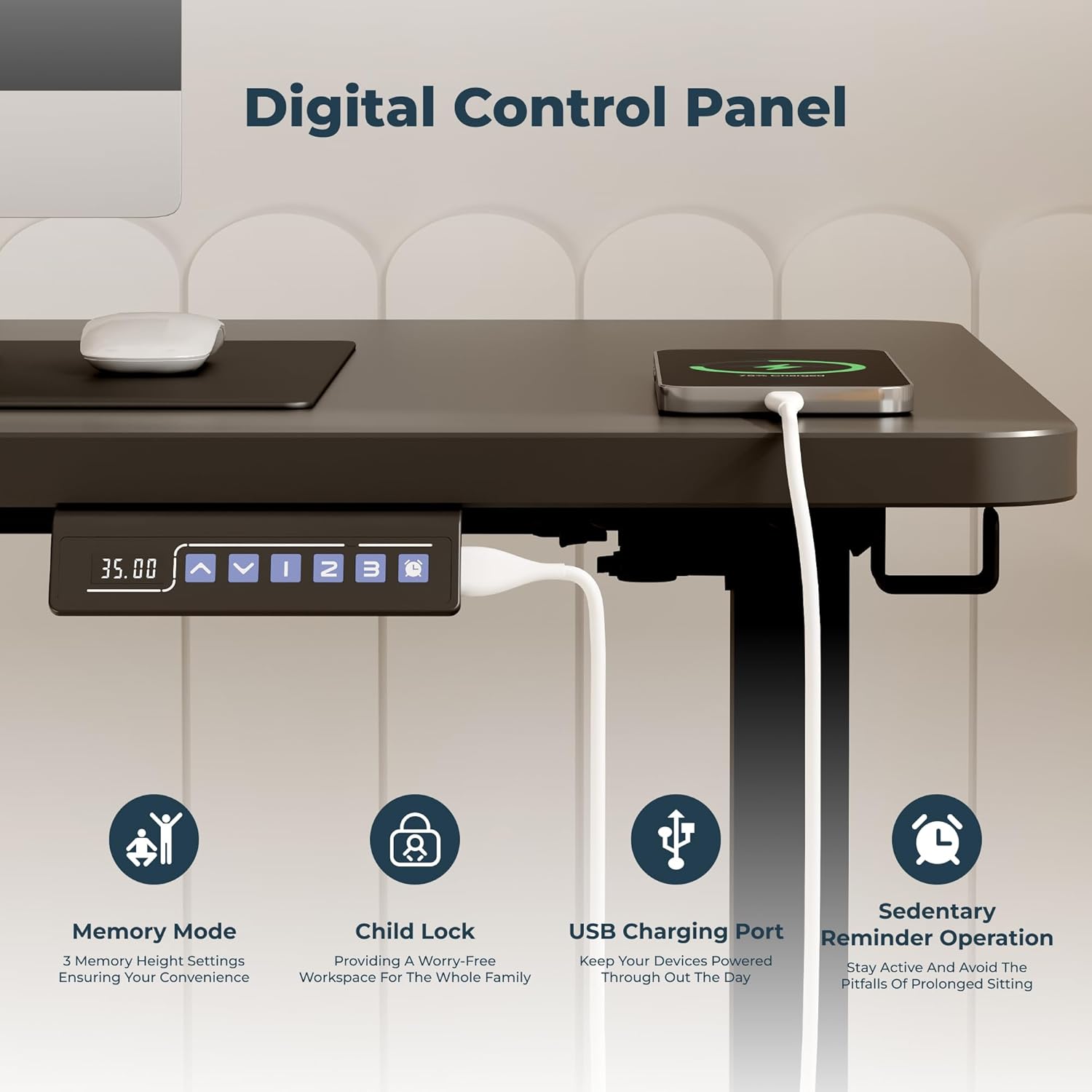 Adjustable Stand Up Desk, Large 71x31 Inches Height Adjustable Standing Desk with Cable Management, Home Office Computer Desk with Memory Preset & Charging USB Port & Sedentary Reminder Black 7131