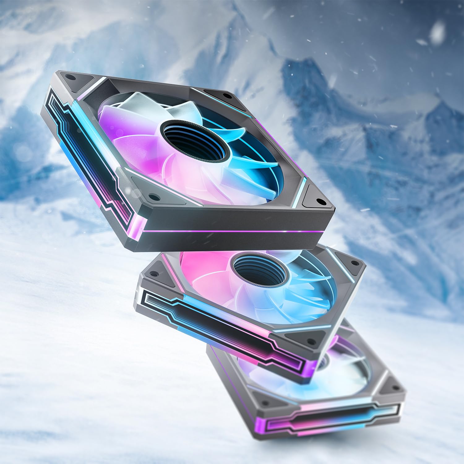 AsiaHorse AMICI-5GT RGB PC Fans, Infinity Mirror ARGB Fans HDB Bearing Fan Speeds Up to 1800 RPM with 24 LED Lights, Reverse Blade Fan Compatible Motherboard Aura SYNC (Not Wireless Connection) 120mmBlack-3packs Reverse Blade