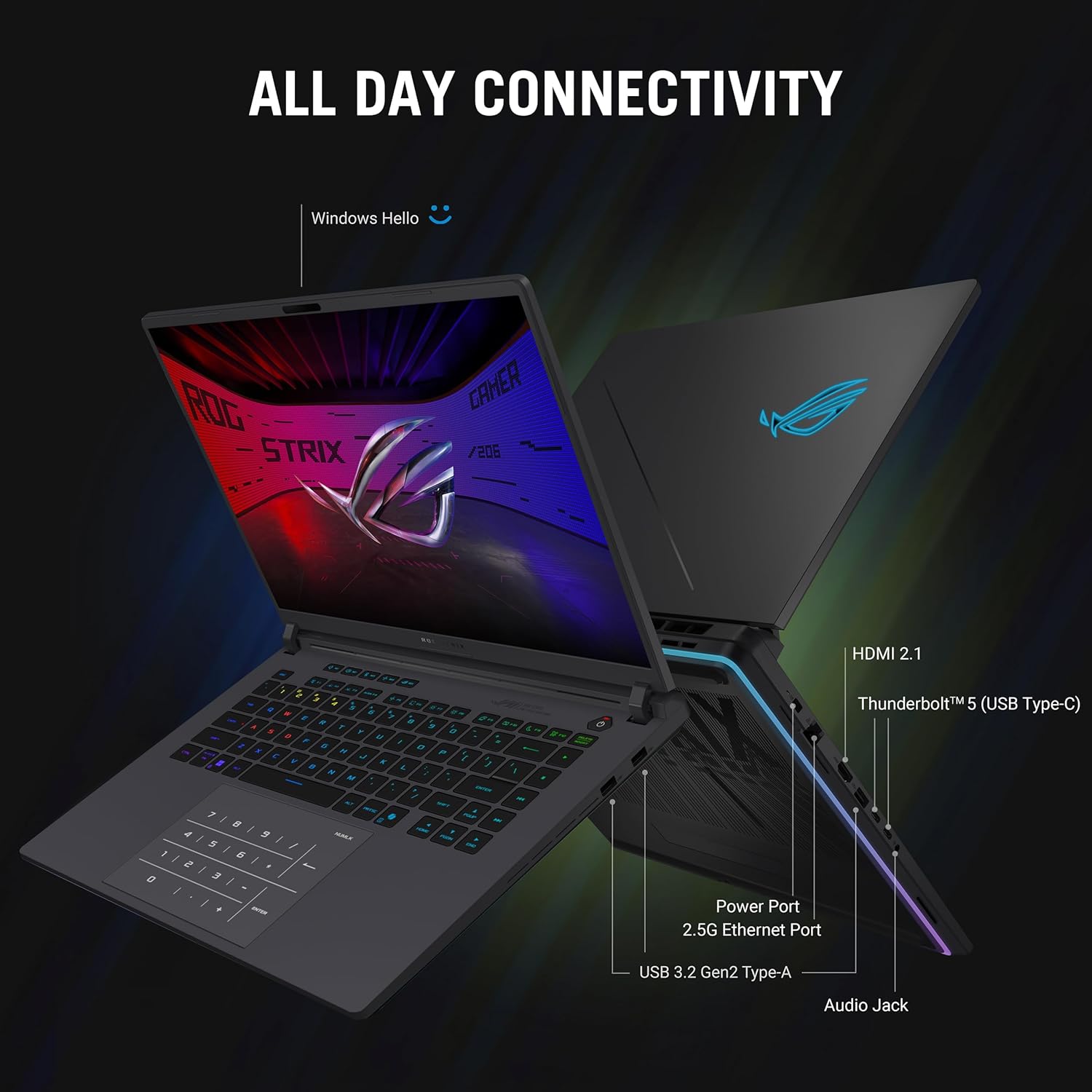 ASUS ROG Strix G16 (2025) Gaming Laptop, 16” ROG Nebula Display 16:10 2.5K 240Hz/3ms, NVIDIA® GeForce RTX™ 5070 Ti GPU, Intel® Core™ Ultra 9 275HX Processor, 32GB DDR5, 1TB SSD, Wi-Fi 7, Win11 Home RTX 5070 Ti