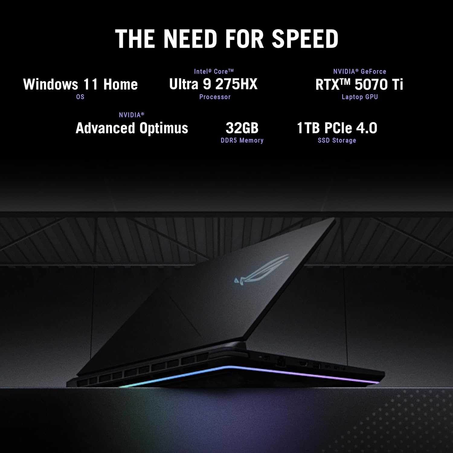 ASUS ROG Strix G16 (2025) Gaming Laptop, 16” ROG Nebula Display 16:10 2.5K 240Hz/3ms, NVIDIA® GeForce RTX™ 5070 Ti GPU, Intel® Core™ Ultra 9 275HX Processor, 32GB DDR5, 1TB SSD, Wi-Fi 7, Win11 Home RTX 5070 Ti