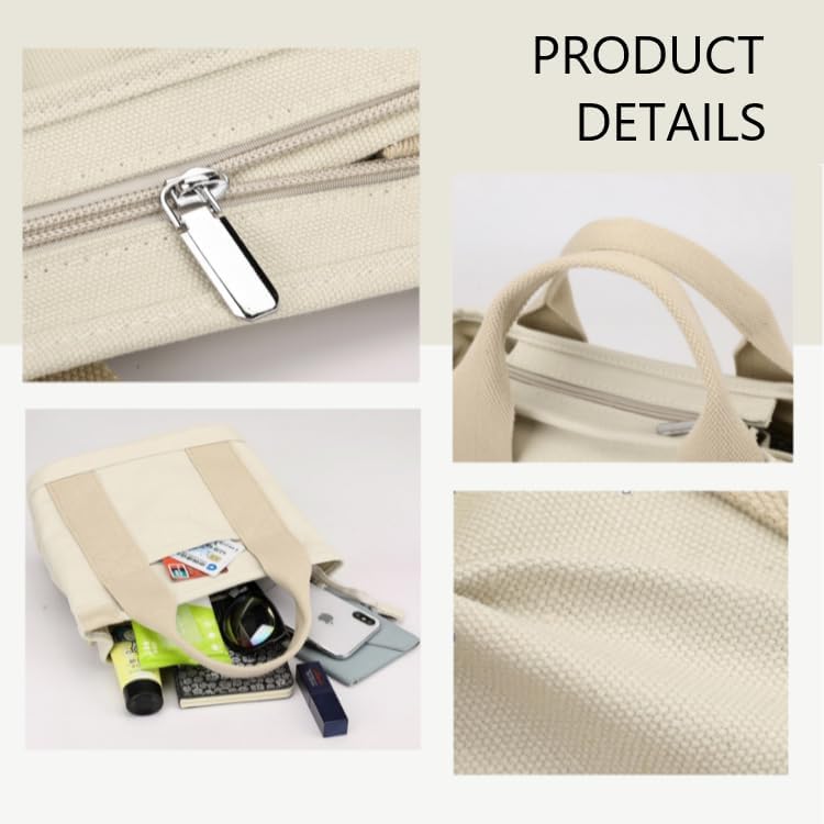 Aucuu, handbag in canvas, women's shoulder bag, with lightning closure, for every day, school, shopping, work, trips #4 catchi-mini