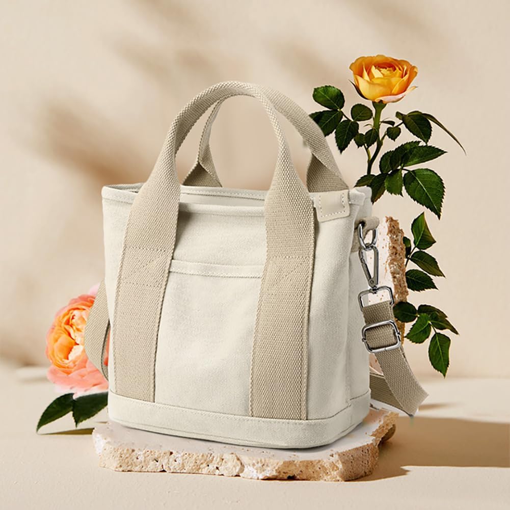 Aucuu, handbag in canvas, women's shoulder bag, with lightning closure, for every day, school, shopping, work, trips #4 catchi-mini