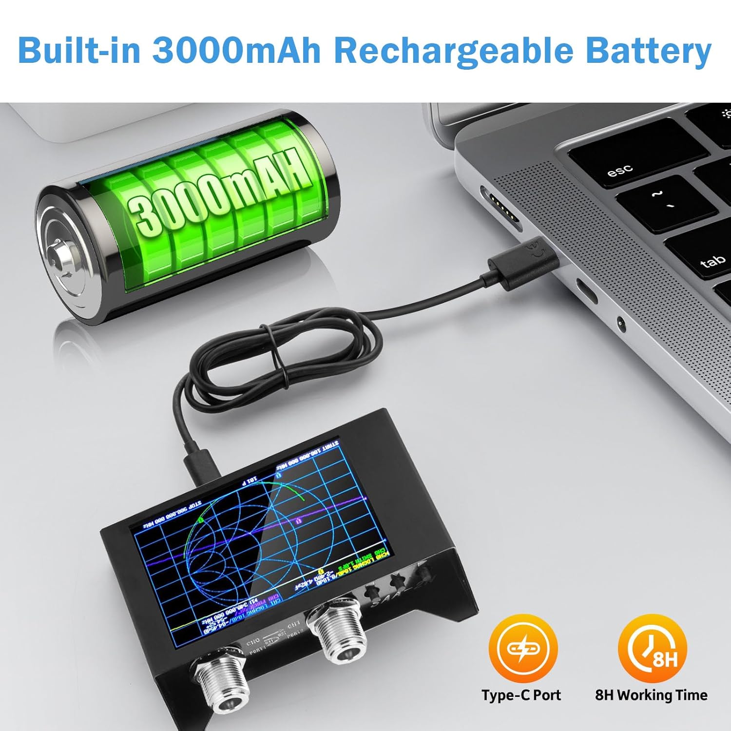 AURSINC Nanovna SAA-2N V2.2 Vector Network Analyzer 4inch Touchscreen 50KHz-3GHz HF VHF UHF Antenna Analyzer, with Storage Bag