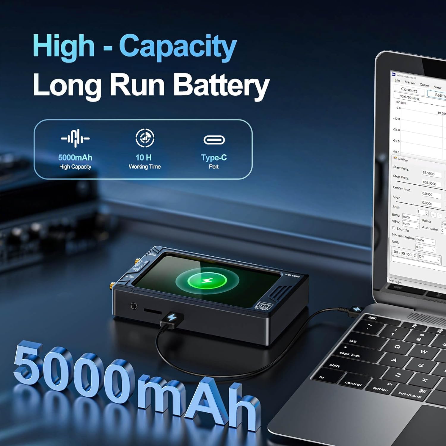 AURSINC Tinysa Ultra+ ZS407 Spectrum Analyzer, 2025 Upgraded HW V0.5.4 100 kHz-7.3 GHz 4.0 inch, 2 in 1 Signal Generator 100 kHz to 900 MHz MF/HF/VHF UHF, with 32GB Card