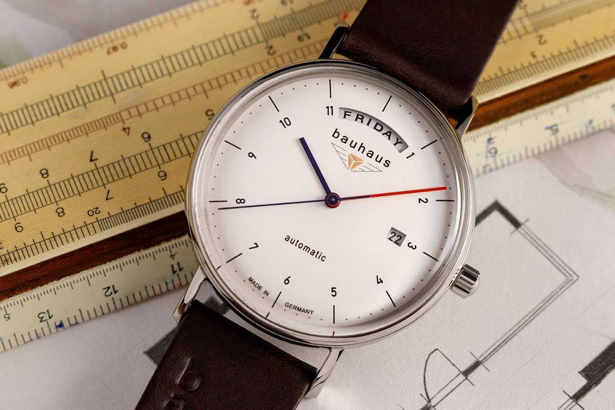 Bauhaus Reloj 2162-1 Automático Auto Analog Atelogic Watch with Vitello leather strap 2162-1