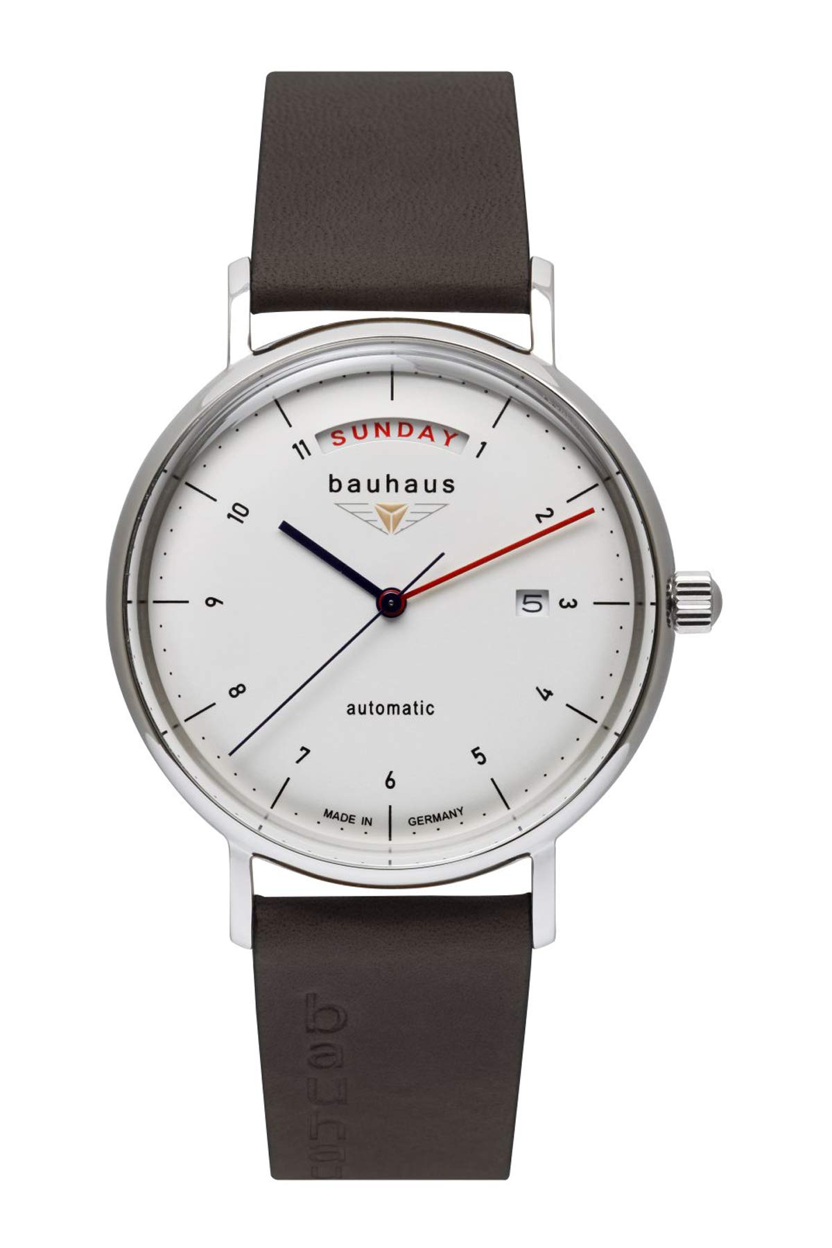 Bauhaus Reloj 2162-1 Automático Auto Analog Atelogic Watch with Vitello leather strap 2162-1
