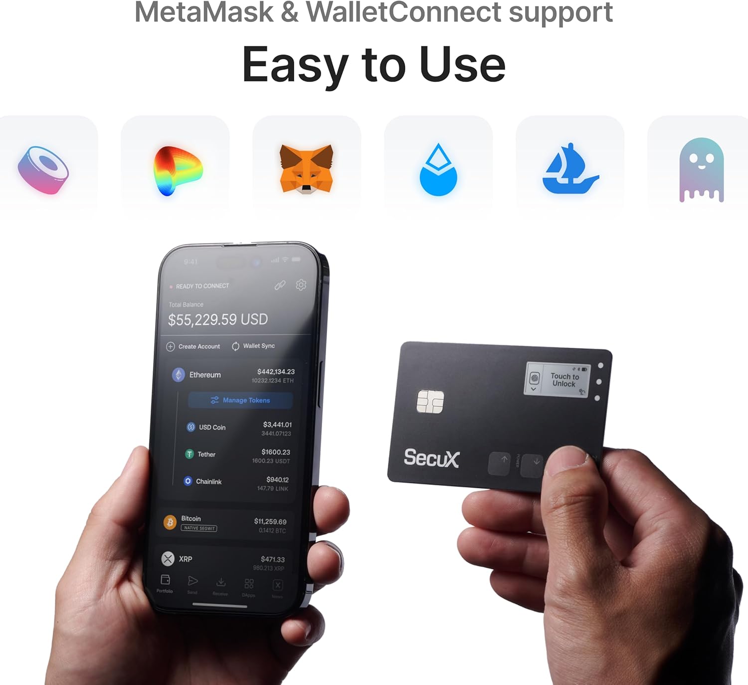 BIO Crypto Hardware Wallet BIO SHIELD - Safe biometric authentication, cold storage card for NFT, Bitcoin, Ethereum, ERC20, BEP20, etc., flat black, compact