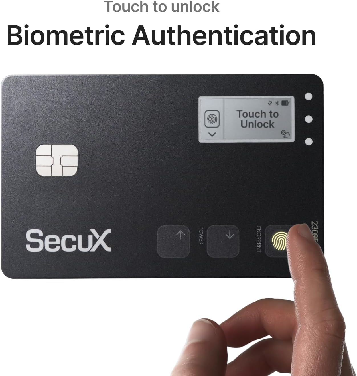 BIO Crypto Hardware Wallet BIO SHIELD - Safe biometric authentication, cold storage card for NFT, Bitcoin, Ethereum, ERC20, BEP20, etc., flat black, compact
