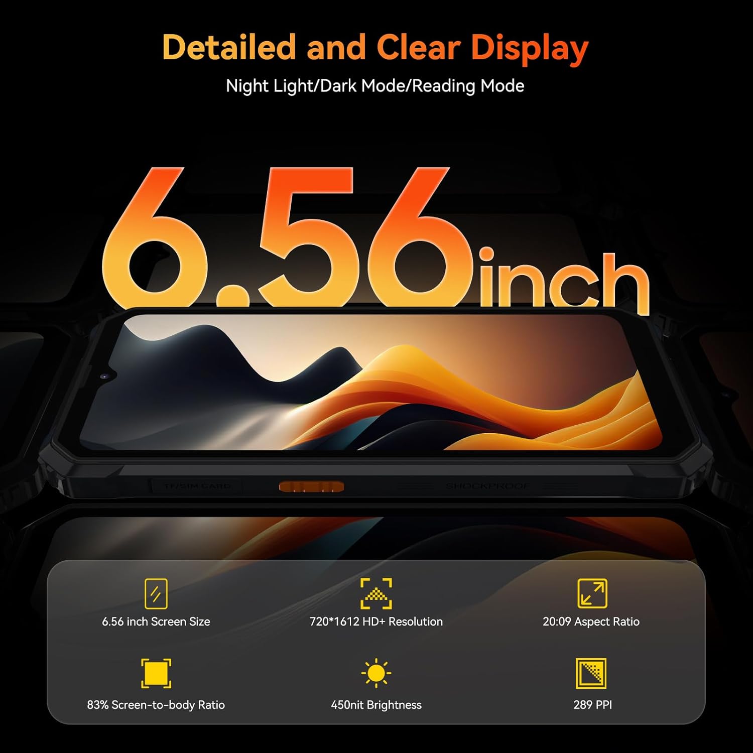 Blackview Rugged Smartphone Unlocked, 2023 BV6200 Rugged Phones, 13000mAh Battery 18W Fast Charge, Android 13, 8GB+64GB/2TB Expand, Waterproof Mobile Phones, Three Card Slots, 6.56" Display, T-Mobile