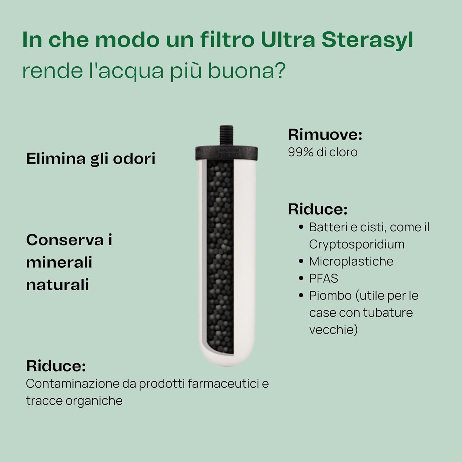 British Berkefeld 7" Ultra Sterasyl Ceramic Gravity Filter Cartridge | 1 Pack | Reduces Contaminants | Fits All Gravity Vessels | Improves Taste | NSF Certified 1 Pack