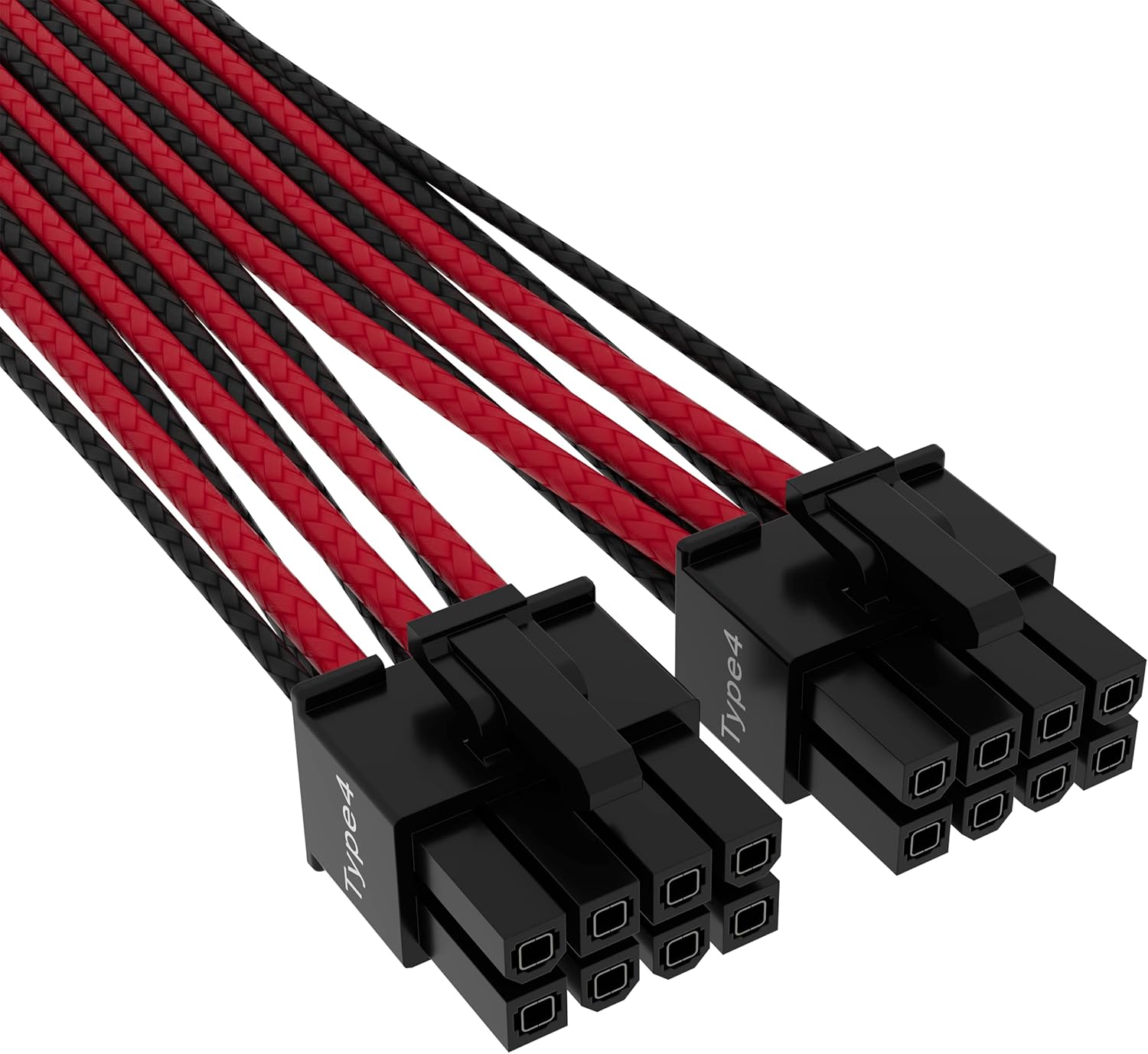 Corsair Premium PCIe 5.0 / Gen 5 12VHPWR 600W Power Supply Cable - Compatible with Type-4 Power Supplies via Dual 8-Pin PCIe - Braided Paracord Sleeve - Black/Red