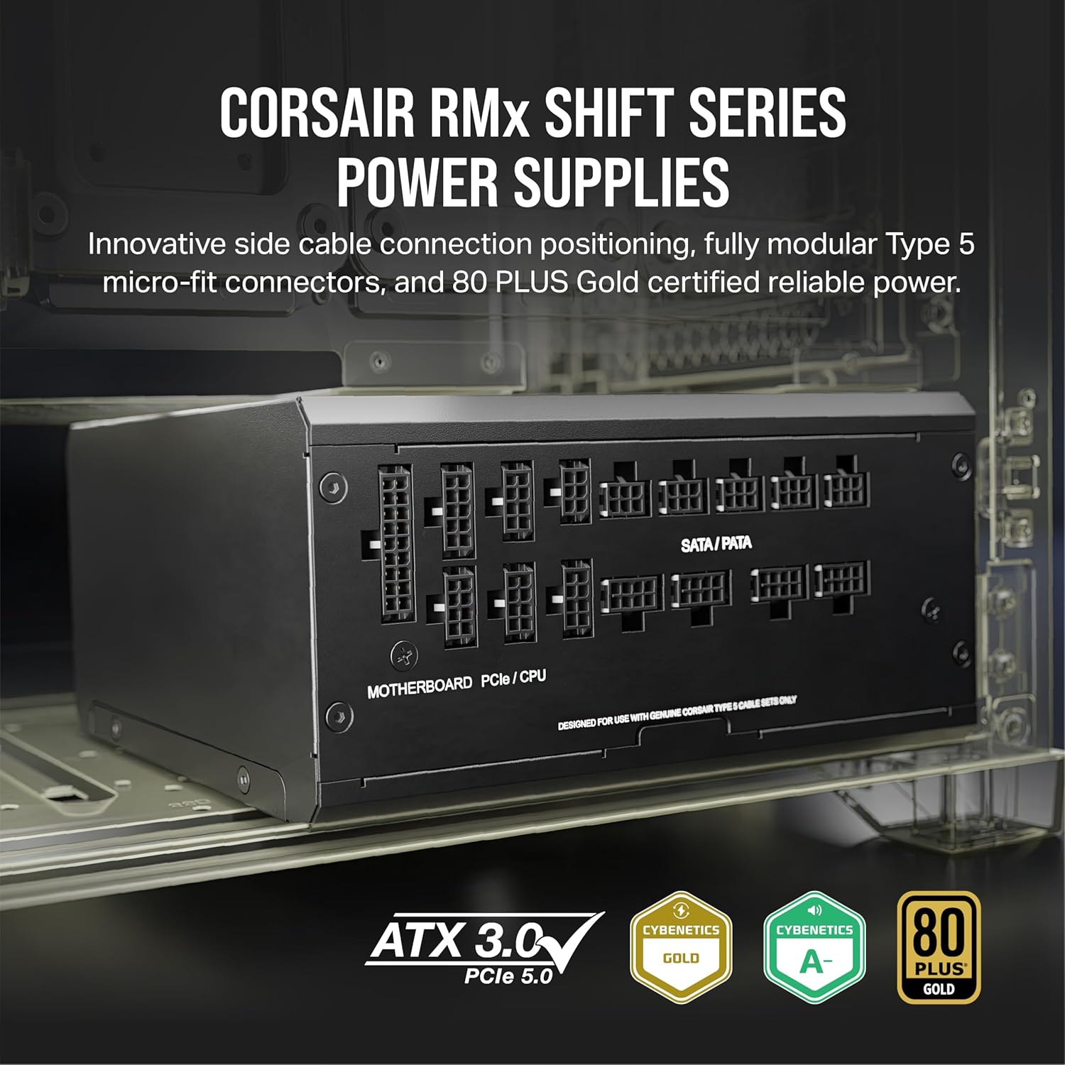 Corsair RM1200x power supply unit 1200 W 24-pin ATX ATX Black (Corsair 1200W GOLD RM1200X SHIFT) RMx SHIFT Series 1200 Watts