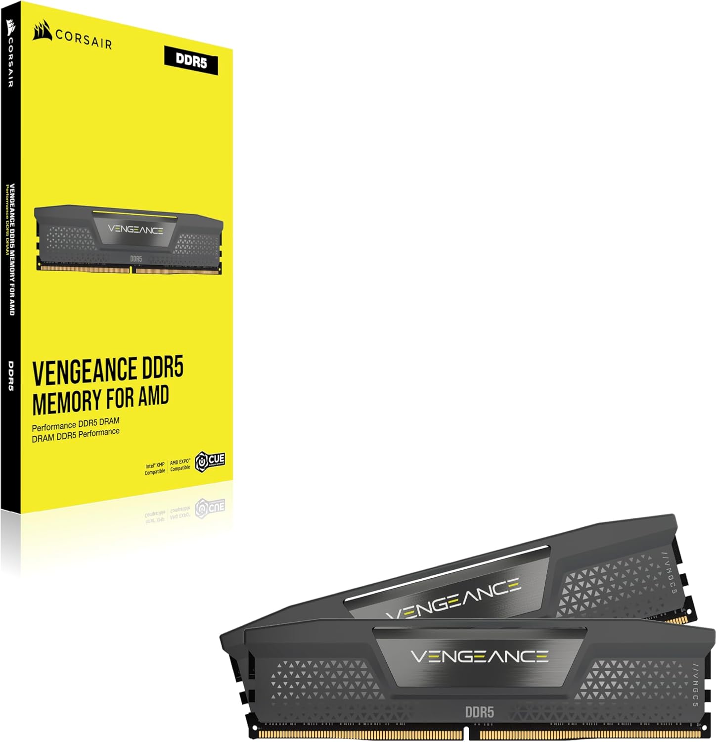 Corsair Vengeance DDR5 32GB (2x16GB) DDR5 6000MHz CL30 AMD Expo Intel XMP ICUE compatible Memory for computer - Gray (CMK32GX5M2B6000Z30) 32GB (2 x 16GB)