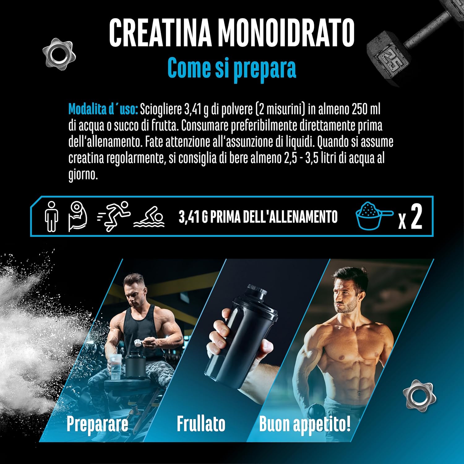 Creatine powder - 1kg / 1000 g - Creatine monohydrate powder - Optimal and microfine solubility - Vegan - 293 applications - Tested quality