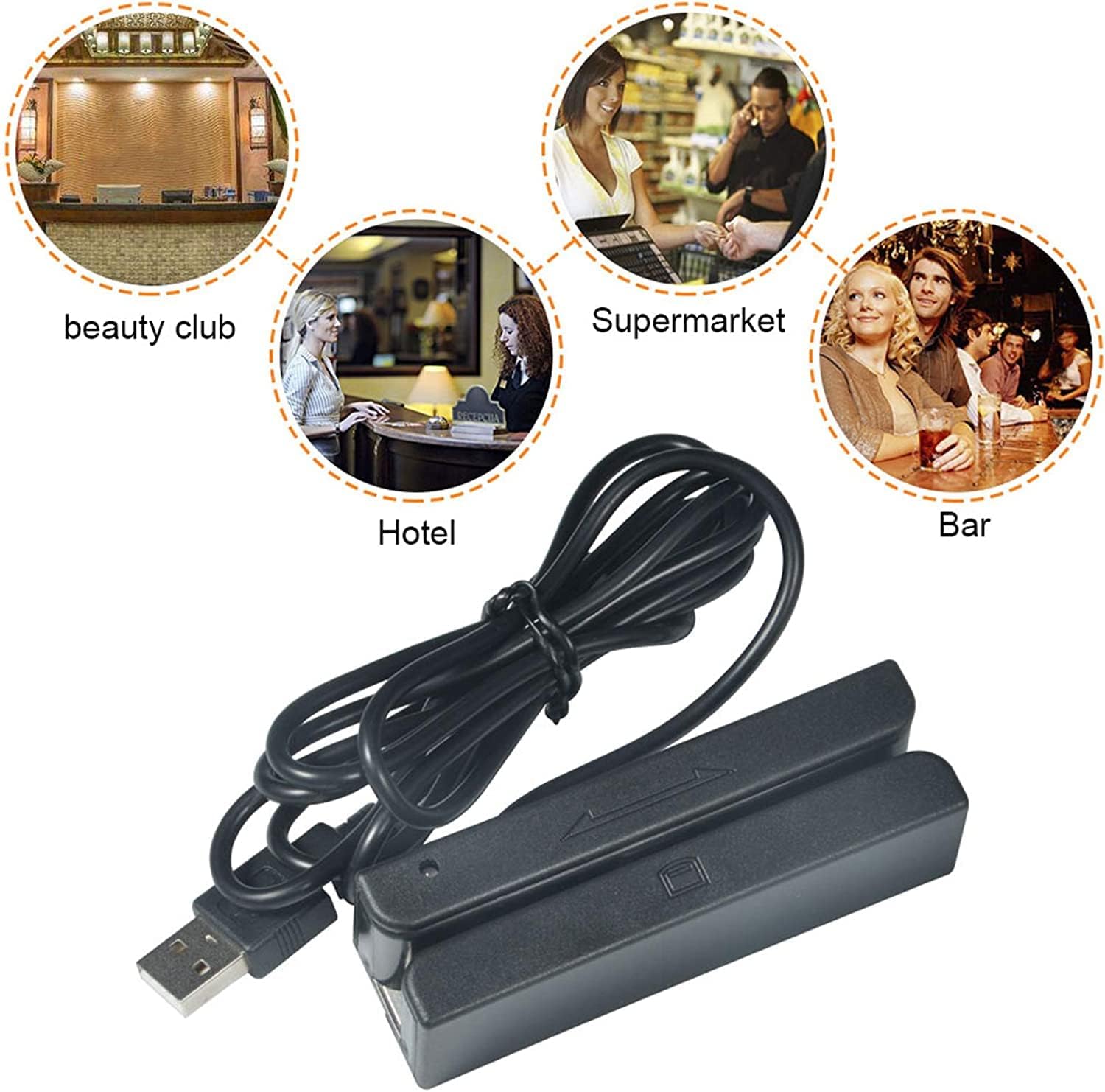 Ecoodisk USB Mini Credit Card MSR90 3 Three Track Hi-Co Magnetic Stripe Credit Card Swipe Speed Reader Swipe for Cashier Registration MSR, Black