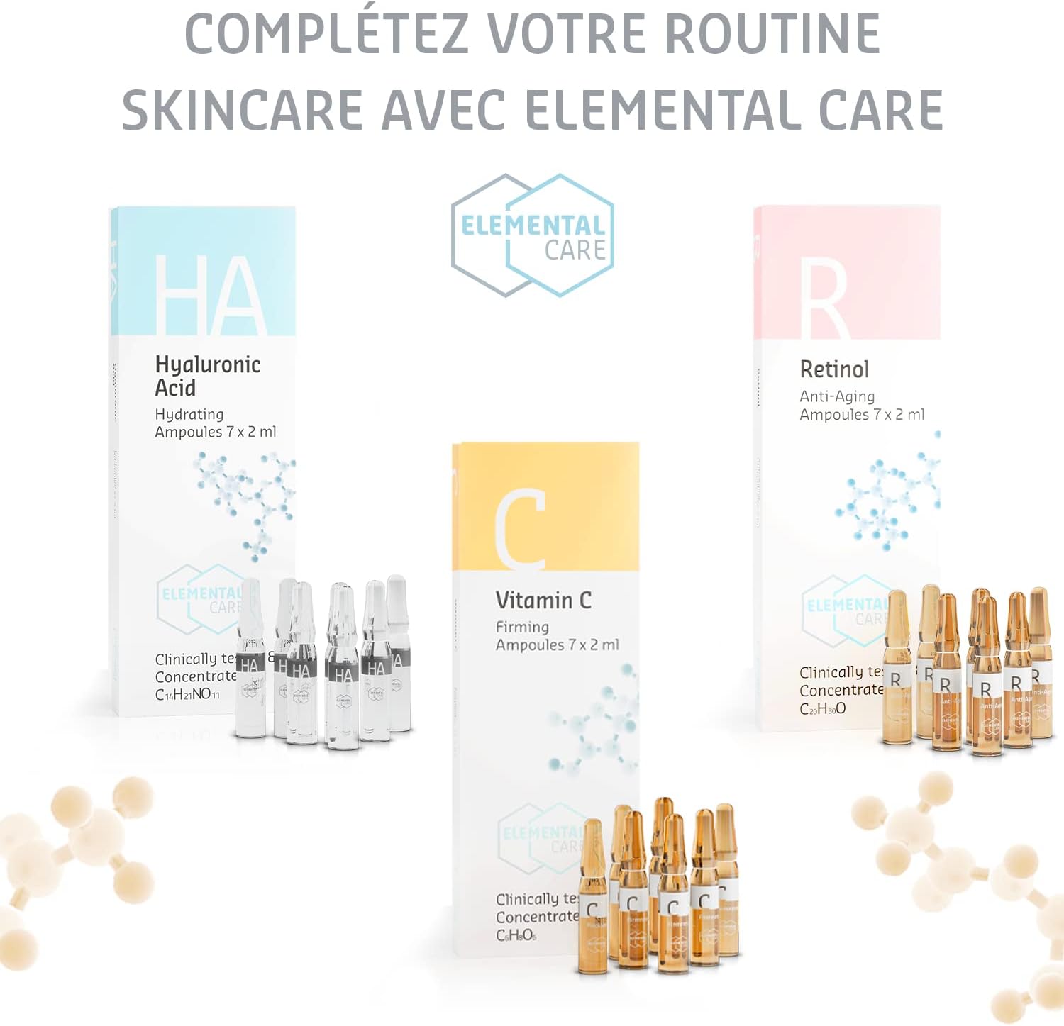 Elemental Care Vitamin C Serum Vials 7x2ml – Natural Facial Ampoules with Vitamin C, Moisturizing and Illuminating – Daily Skincare Routine, For Bright and Well-Careed Skin Vitamin C Serum Vials 7x2ml