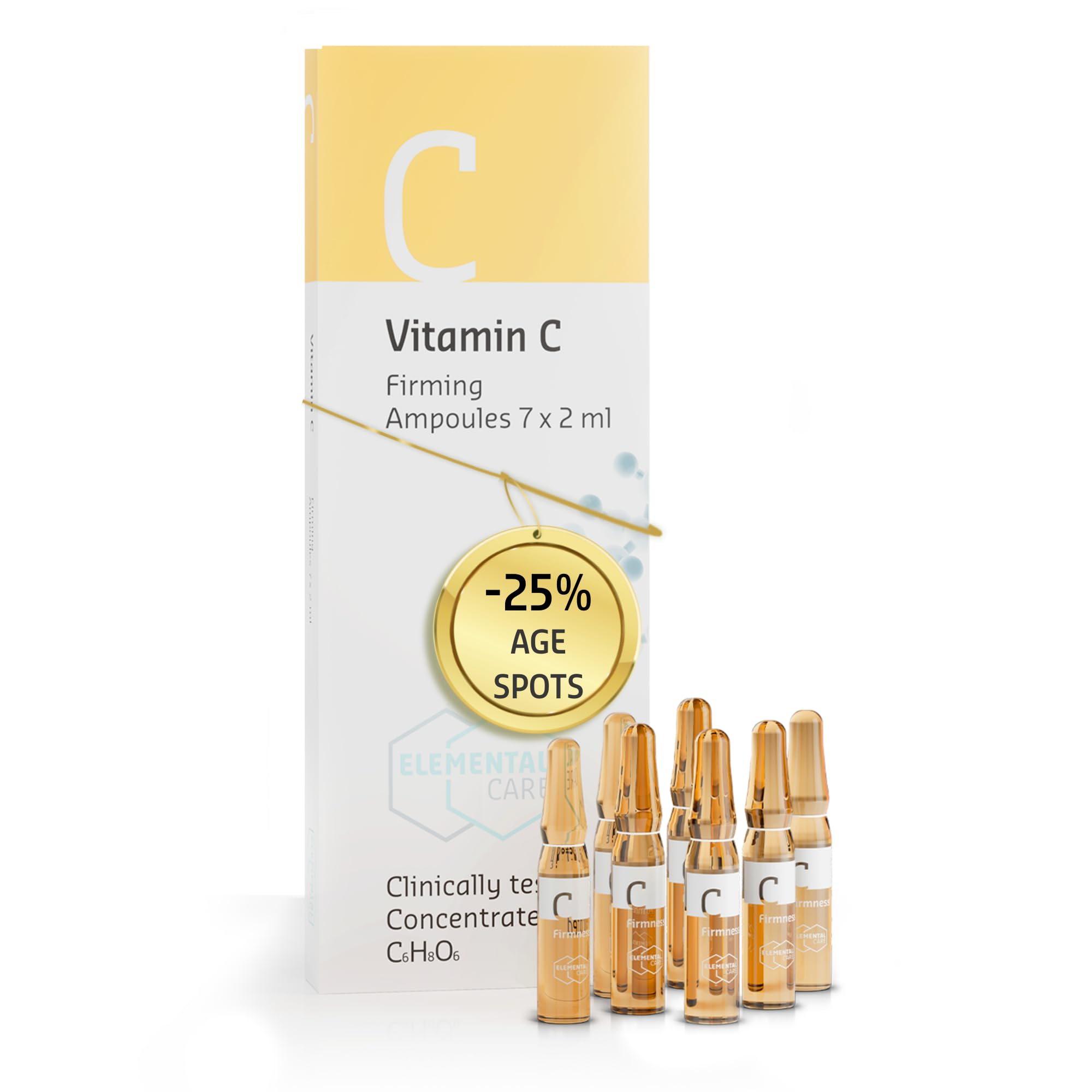 Elemental Care Vitamin C Serum Vials 7x2ml – Natural Facial Ampoules with Vitamin C, Moisturizing and Illuminating – Daily Skincare Routine, For Bright and Well-Careed Skin Vitamin C Serum Vials 7x2ml