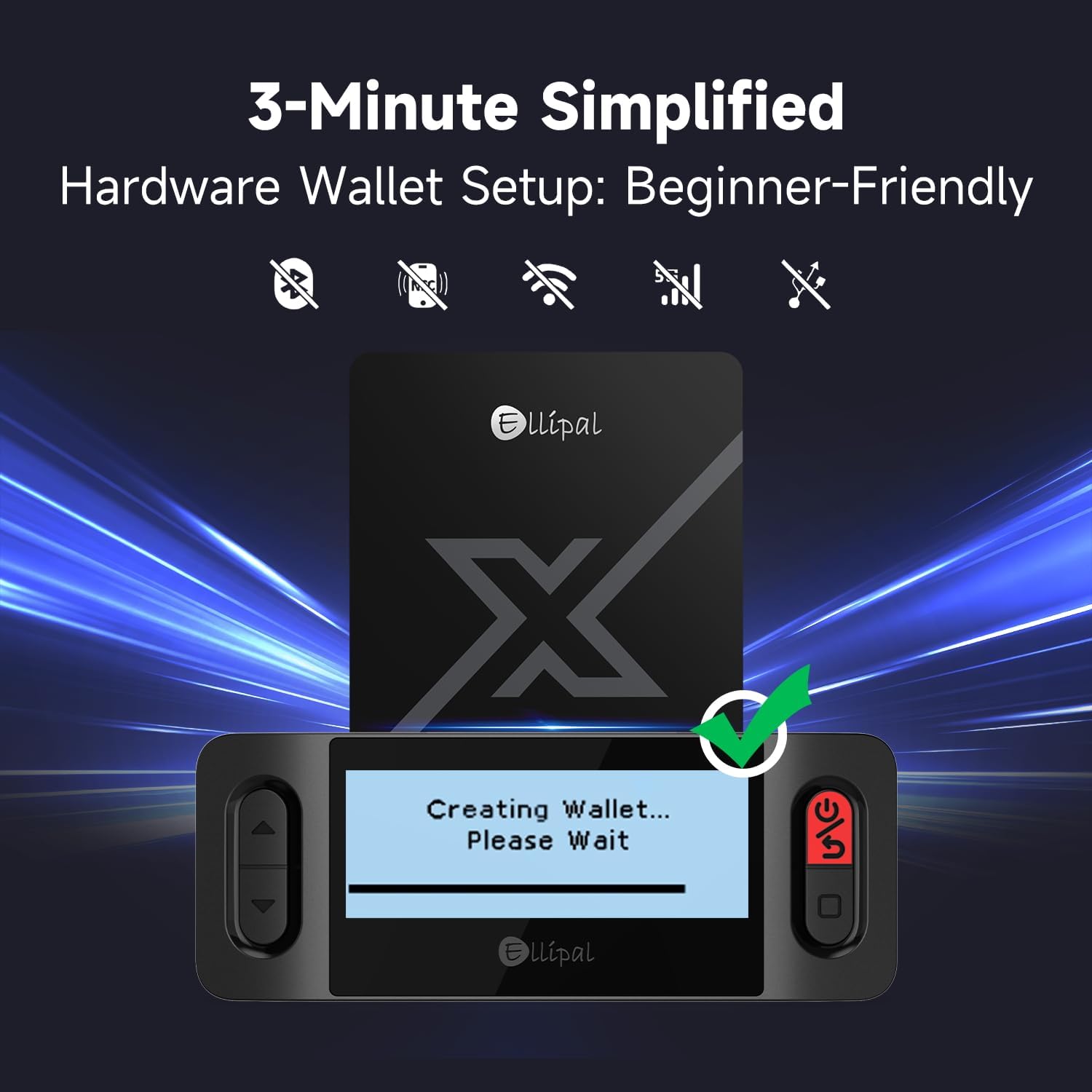 Ellipal X Card - Cold Wallet Air Barpped Crypto with Kit of Starting Accessories, Safe Offline Starting for Bitcoin, Ethereum, NFT and over 10,000 tokens