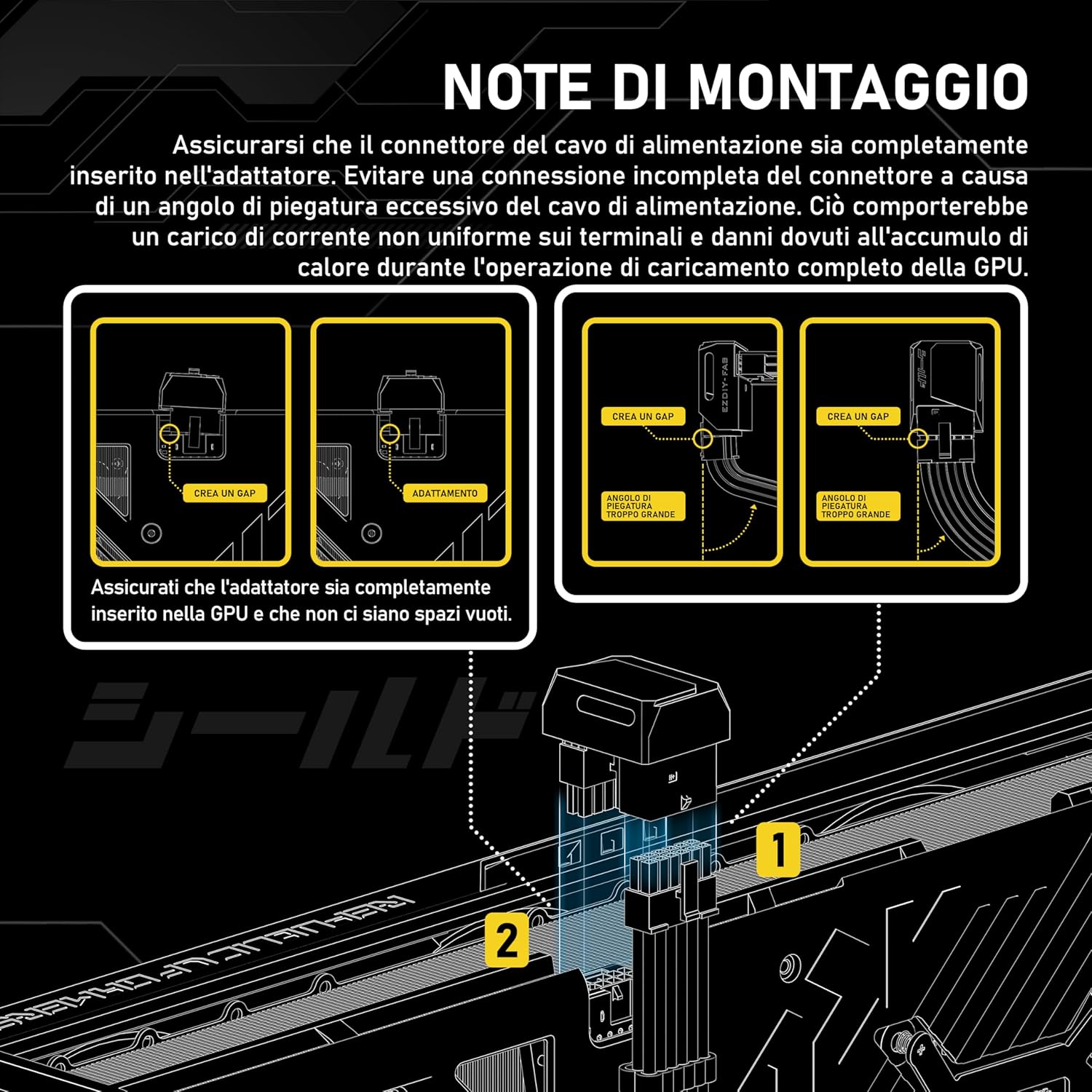 EZDIY-FAB PCIe 5.1-600W 12+4pin Adapter,16pin 12VHPWR GPU Power Connector,12V-2x6 GPU Adapter,180 Degree Angle-Compatible with RTX 3090Ti,4070Ti,4080,4090 GPU-STD Type,Black,1Pack Black 180°-STD