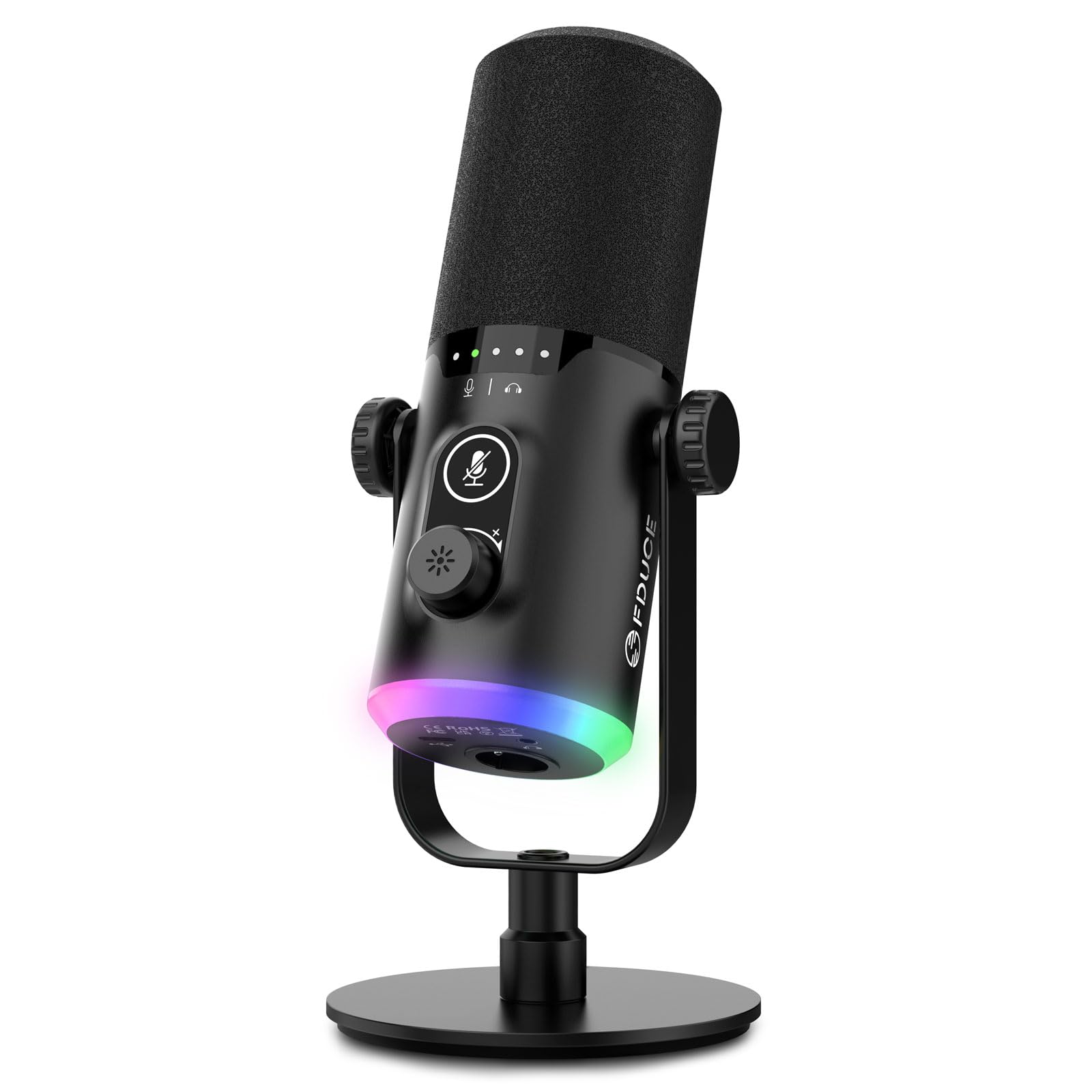 FDUCE USB/XLR Gaming Microphone Kit, Dynamic PC Microphone for Podcasting Streaming, RGB Computer Microphone Kit with Desktop Stand, Mute Button and Headphone Jack, for Recording D30 with Desktop Stand