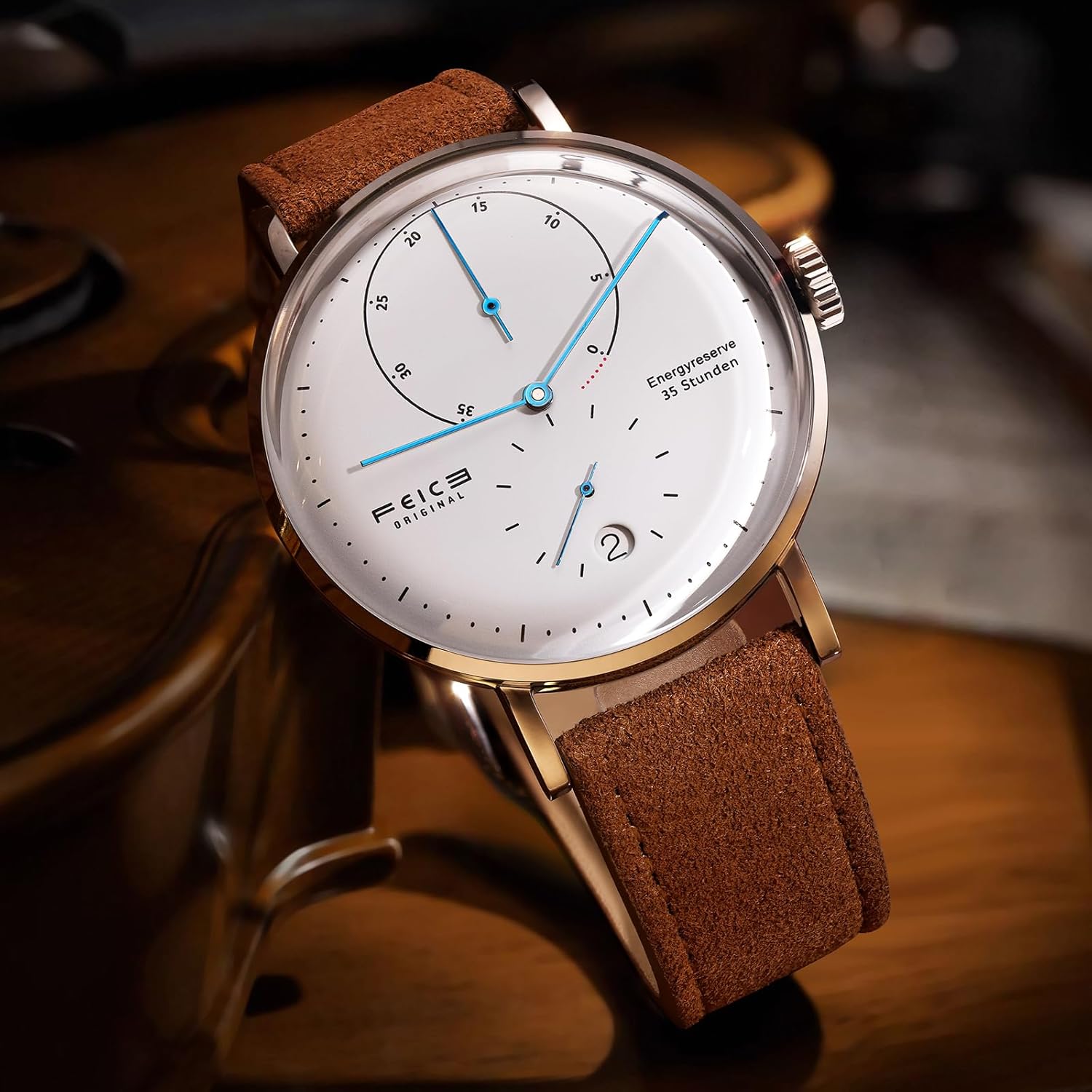 Feice Automatic Watch Watch With Curve Glass Mechanical Watch Multifunction Movement Automatic Watch Wall Watch Men - Fm202 brown