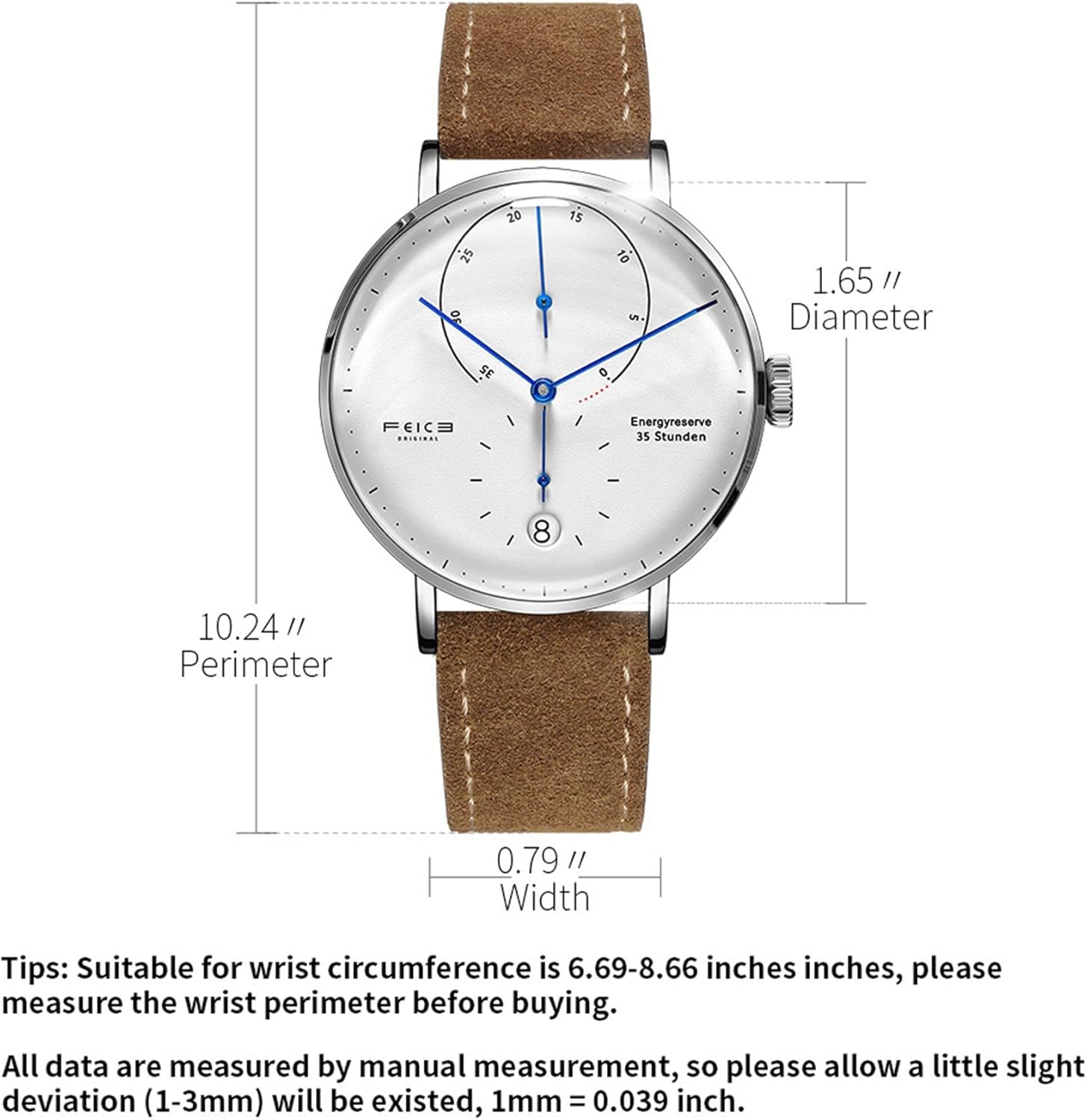 Feice Automatic Watch Watch With Curve Glass Mechanical Watch Multifunction Movement Automatic Watch Wall Watch Men - Fm202 brown