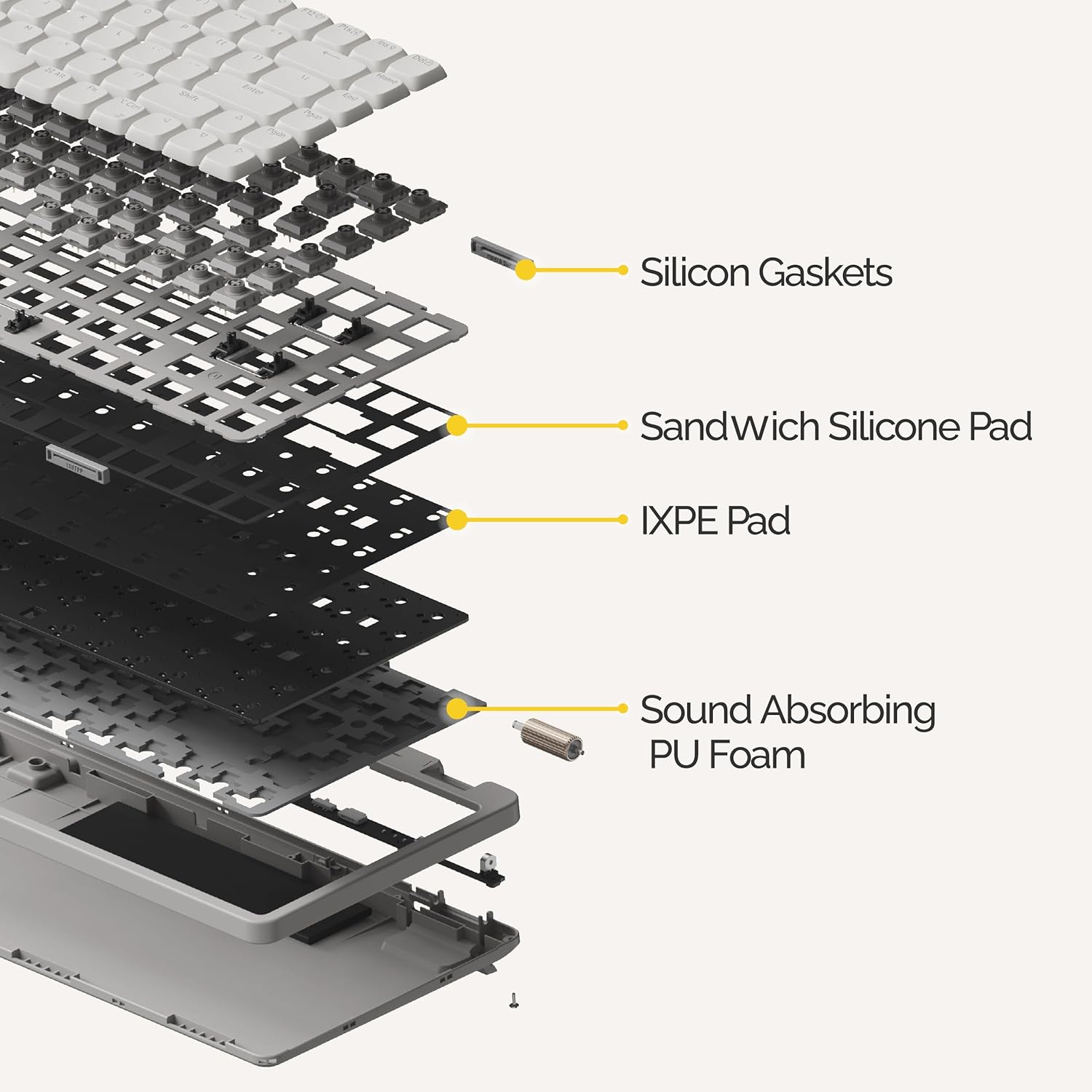 Flow Lite mechanical keyboard at 84 keys, 75%replaceable rechargeable wireless keyboard, with 2.4G receiver, bluetooth and wired connection for Windows, Mac/Spector Linear Switches (marble)