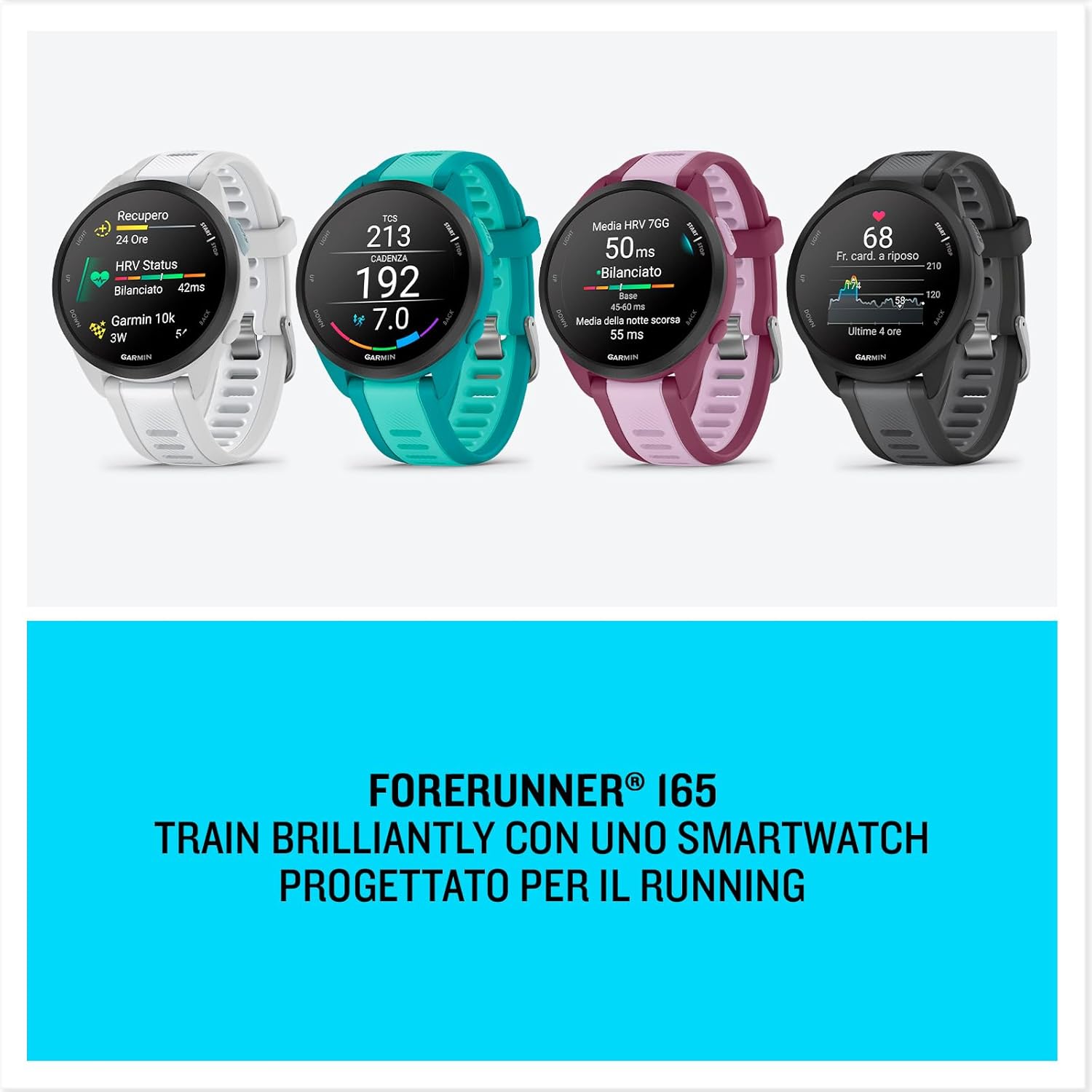 Garmin Forerunner 165, Running Smartwatch, 43mm, Music, Streaming App, GPS, Cardio, VO2max, Morning Report, HRV Status, Free 5K, 10K, 21K and Marathon Plans, Pay (Whitestone) Music Whitestone