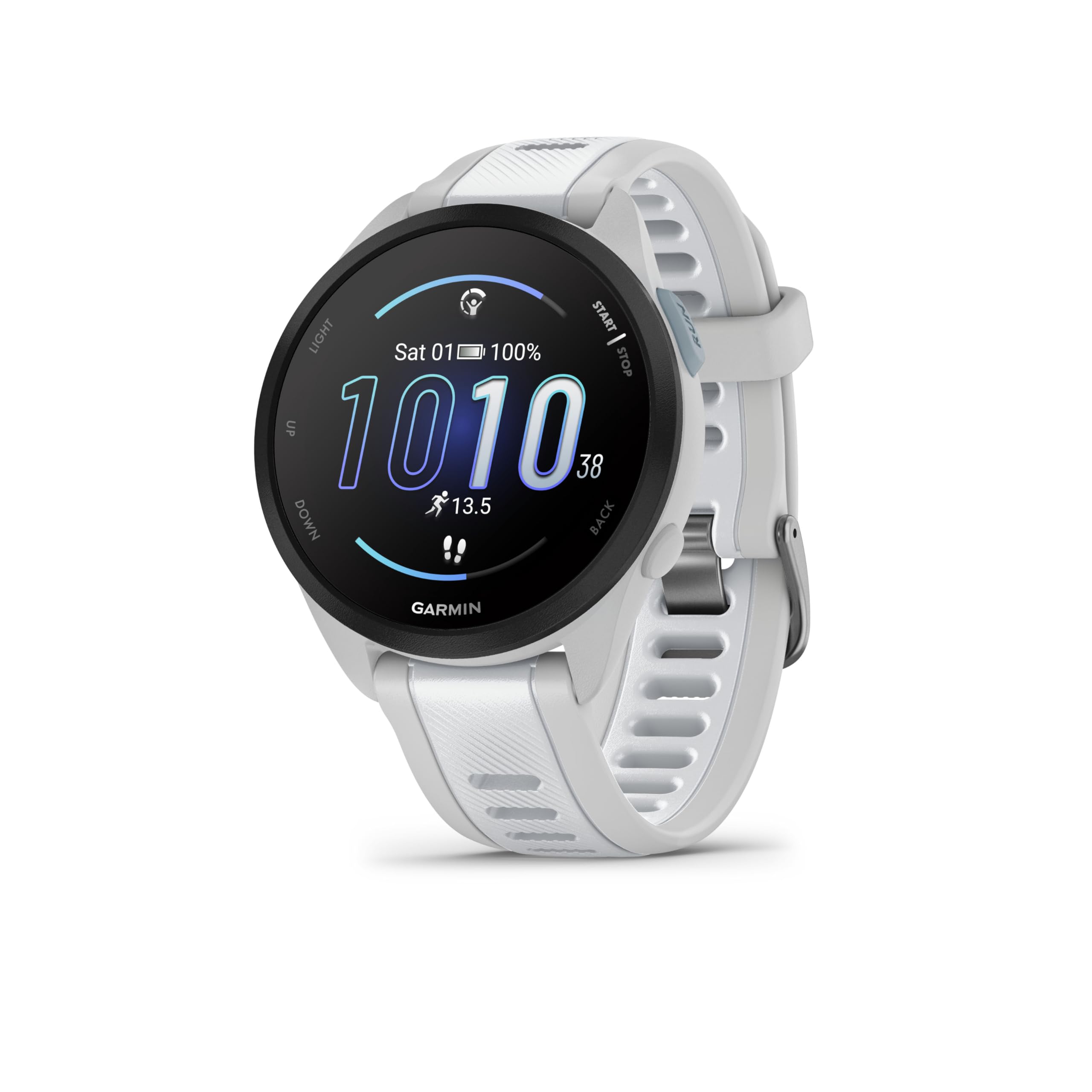 Garmin Forerunner 165, Running Smartwatch, 43mm, Music, Streaming App, GPS, Cardio, VO2max, Morning Report, HRV Status, Free 5K, 10K, 21K and Marathon Plans, Pay (Whitestone) Music Whitestone