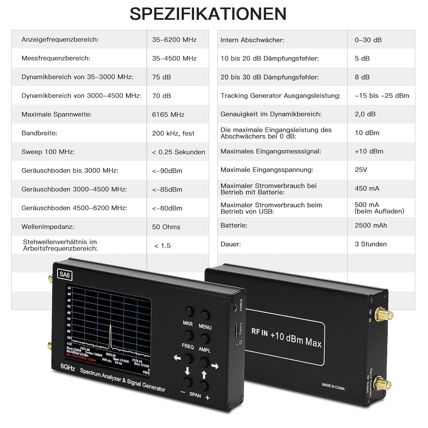 HamGeek SA6 6GHz Signal Source RF Signal Generator Spectrum Analyzer