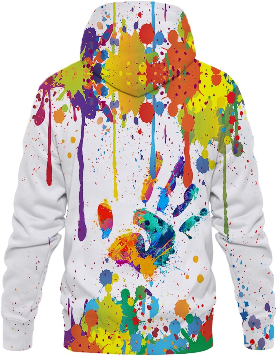 Hgvoetty Unisex 3D Print Hoodies Graphic Space Pullover Hooded Sweatshirts for Men Women Small Bsz-white