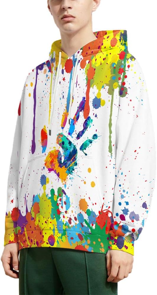 Hgvoetty Unisex 3D Print Hoodies Graphic Space Pullover Hooded Sweatshirts for Men Women Small Bsz-white