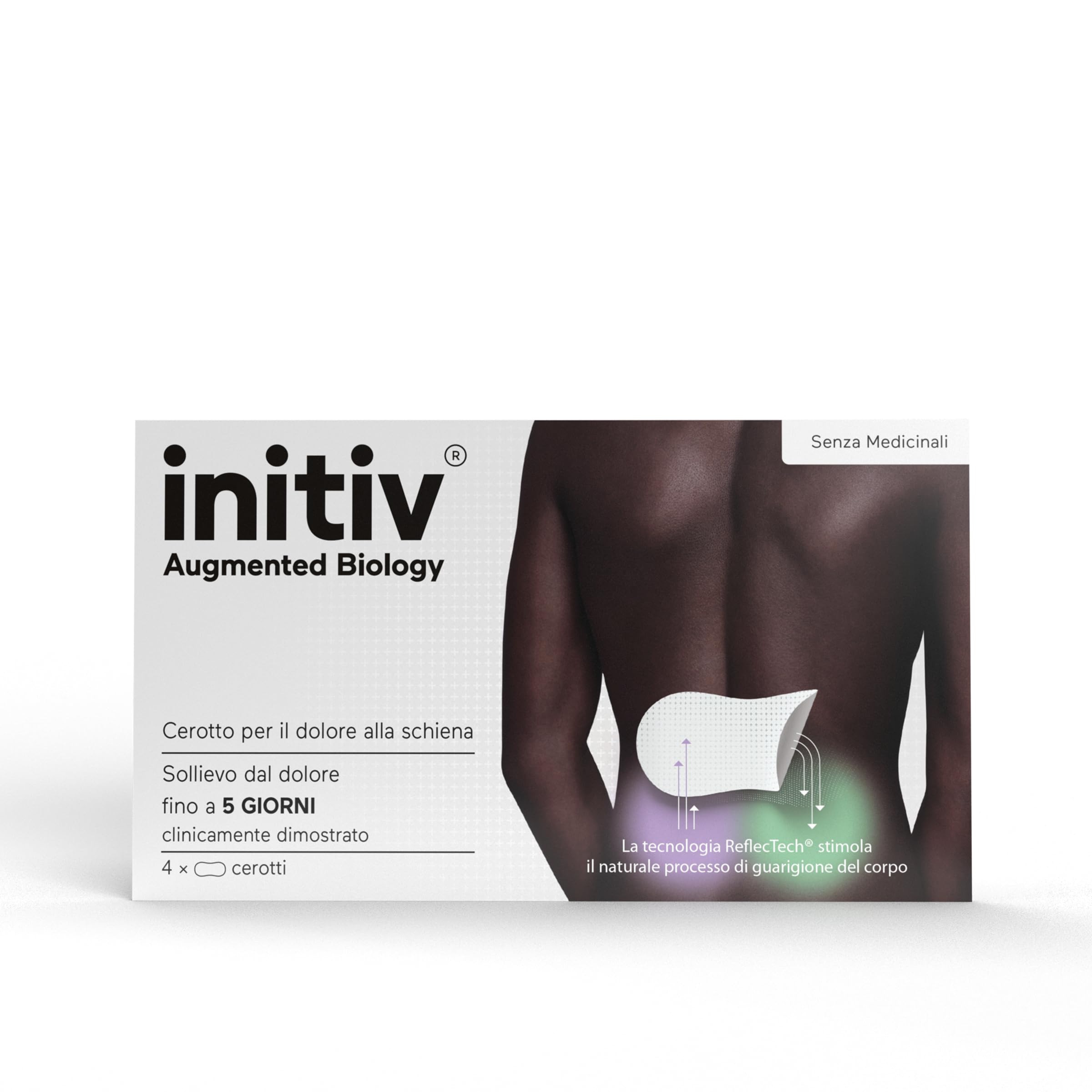 Initiv Back Patches, Mild to Moderate Muscle Pain, Back Pain Remedies, Relief for up to 5 days if used continuously, without Medicines, Water Resistant (4 Patches)