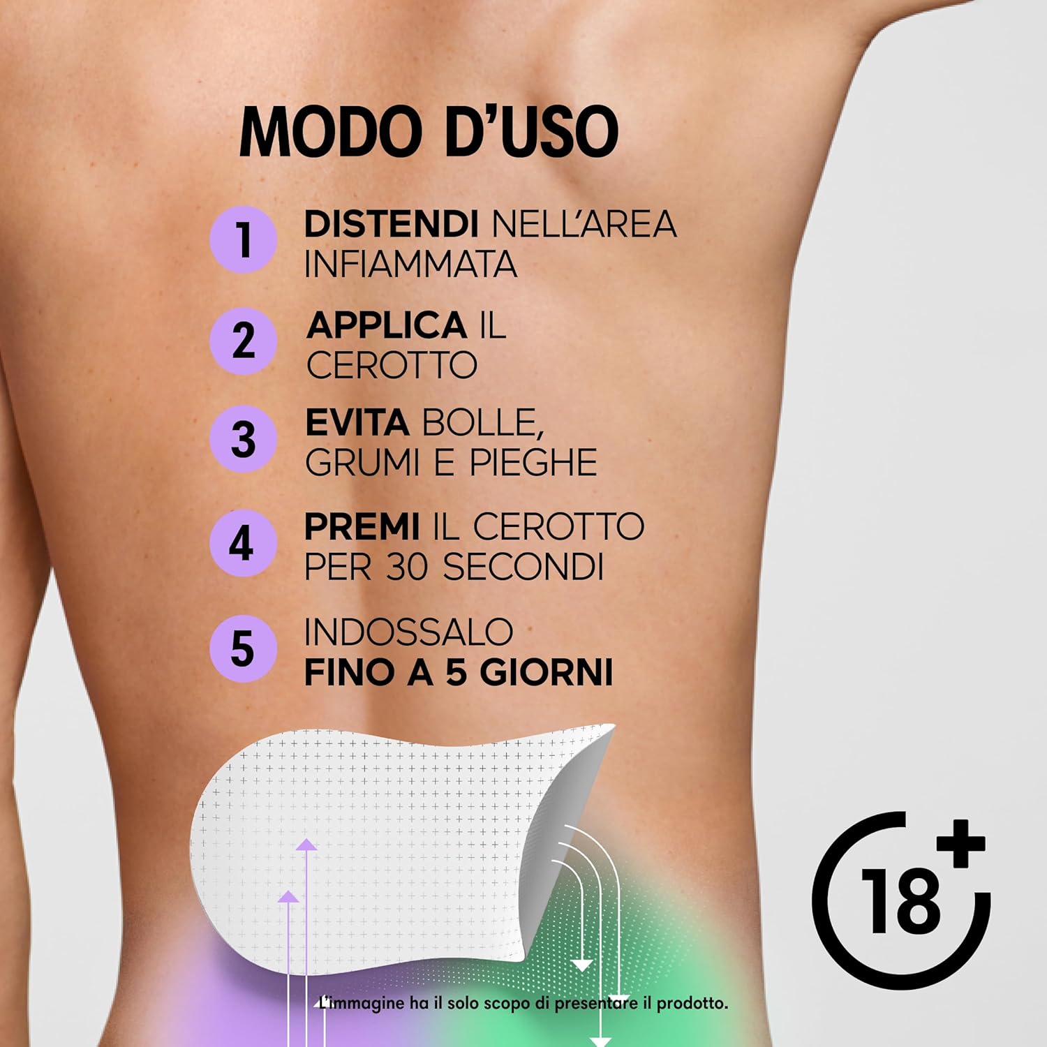 Initiv Back Patches, Mild to Moderate Muscle Pain, Back Pain Remedies, Relief for up to 5 days if used continuously, Without Medicines, Water Resistant (6 Patches)