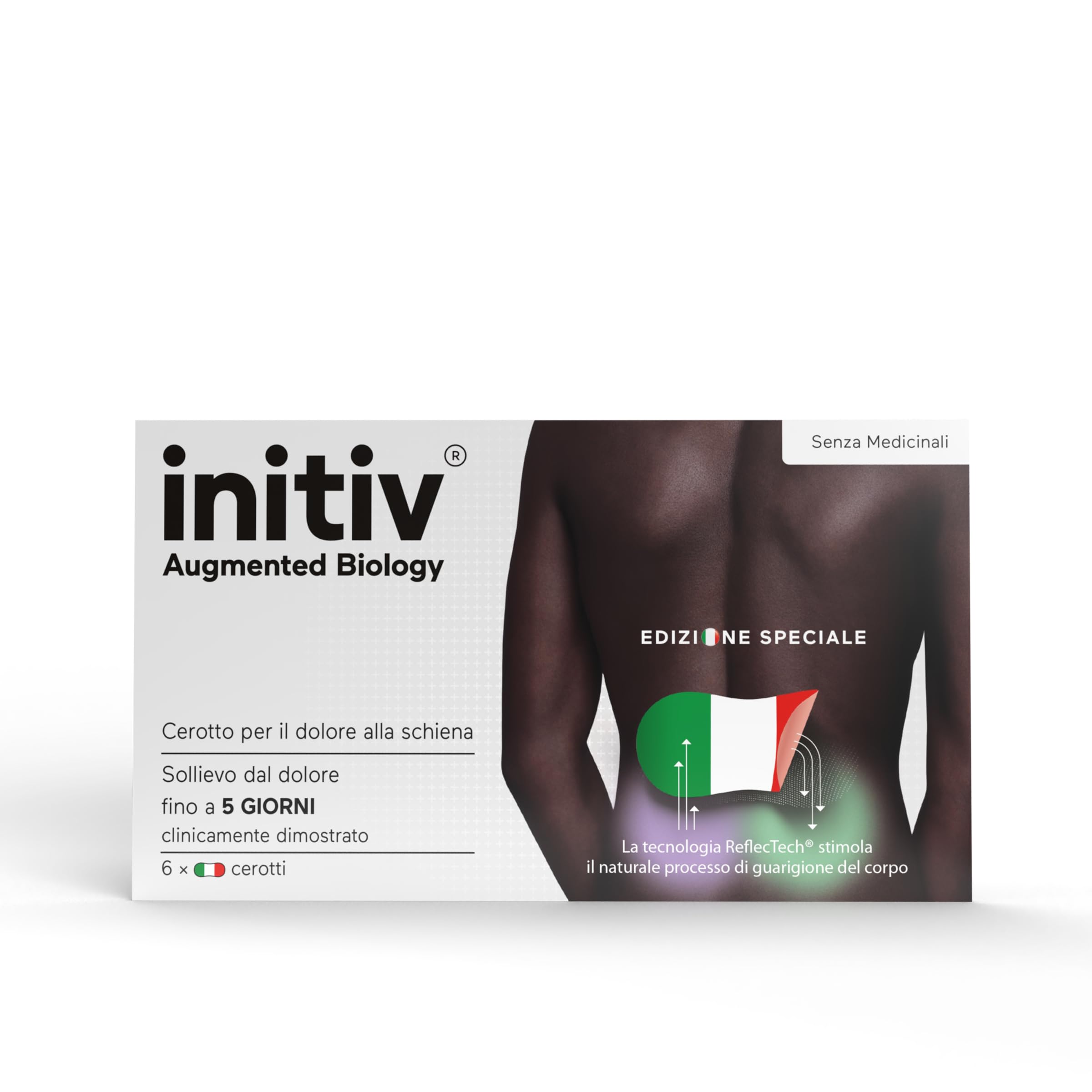 Initiv Back Patches, Mild to Moderate Muscle Pain, Back Pain Remedies, Relief for up to 5 days if used continuously, Without Medicines, Water Resistant (6 Patches)