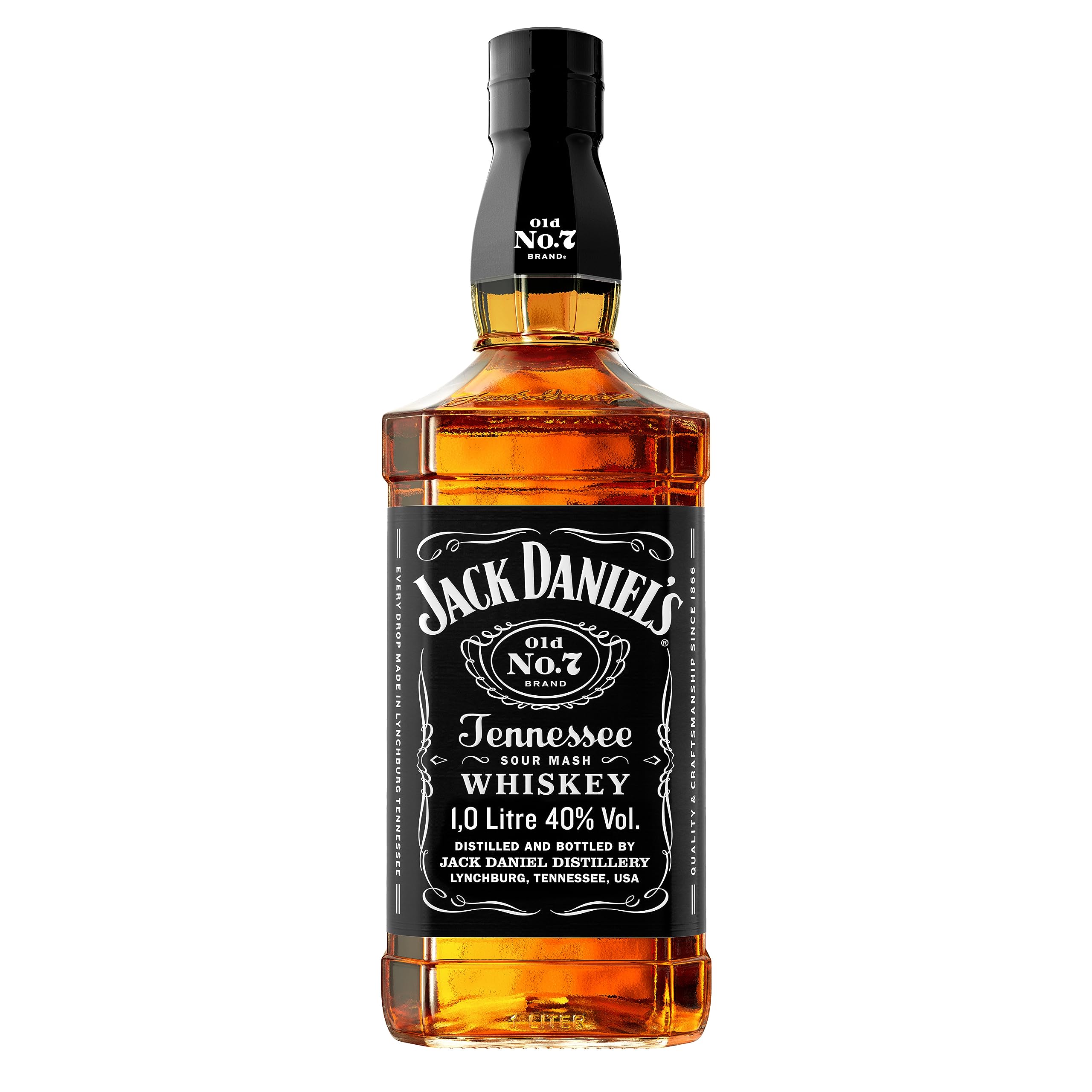 Jack Daniel's Old No.7 Tennessee Whiskey 100cl - Whiskey filtered through charcoal. 40% vol. Single 100cl