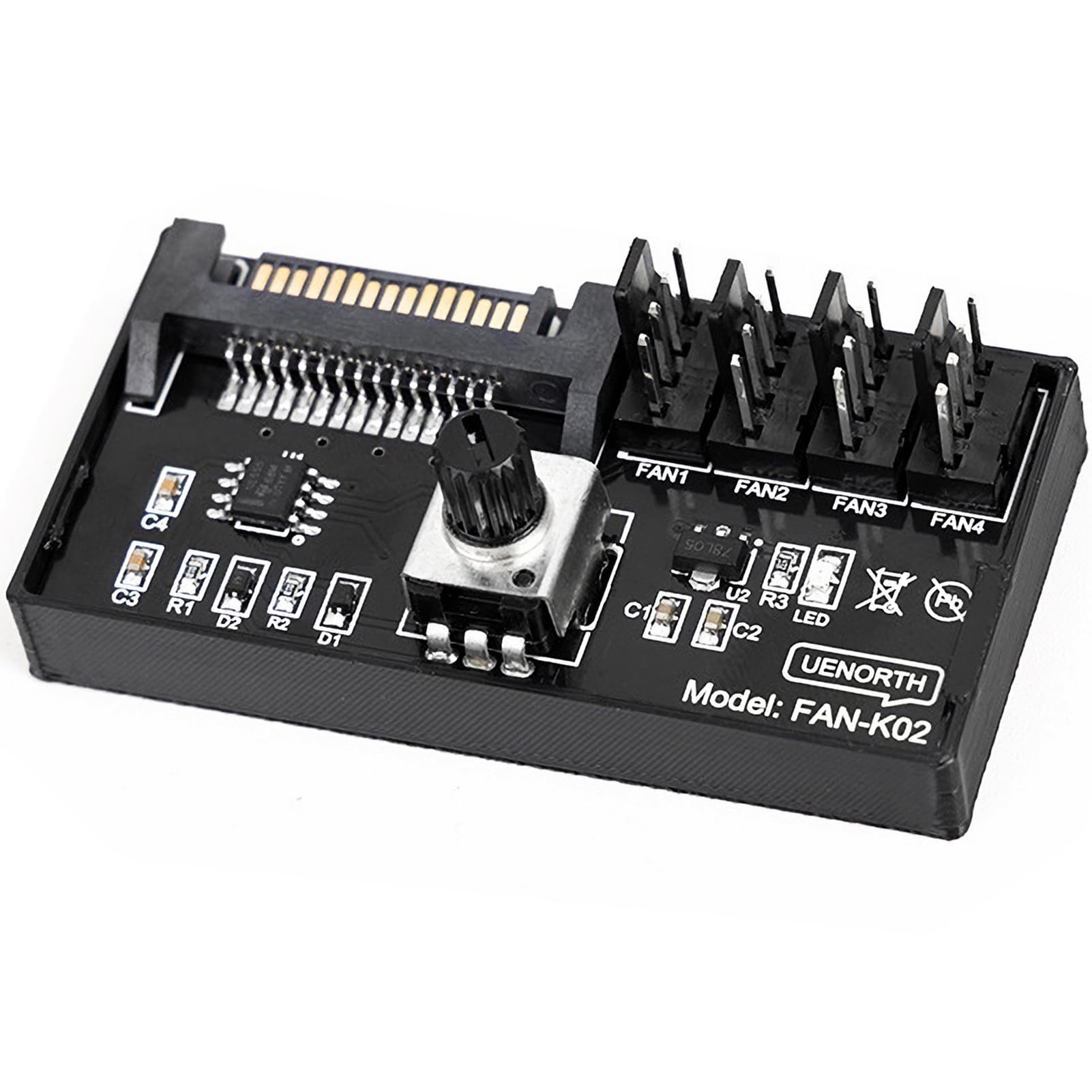 Joycabin Cooling Fan Speed Knob Fan Speed Controller 4 Pin PWM Fan Control 12V PC Chassis Fan Adapter Hub Cooler Blower Speed Controller SATA Interface