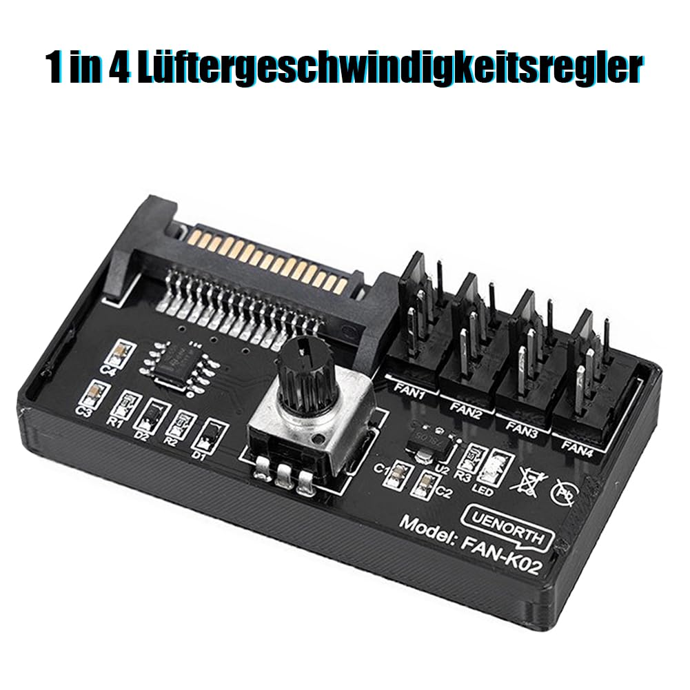 Joycabin Cooling Fan Speed Knob Fan Speed Controller 4 Pin PWM Fan Control 12V PC Chassis Fan Adapter Hub Cooler Blower Speed Controller SATA Interface