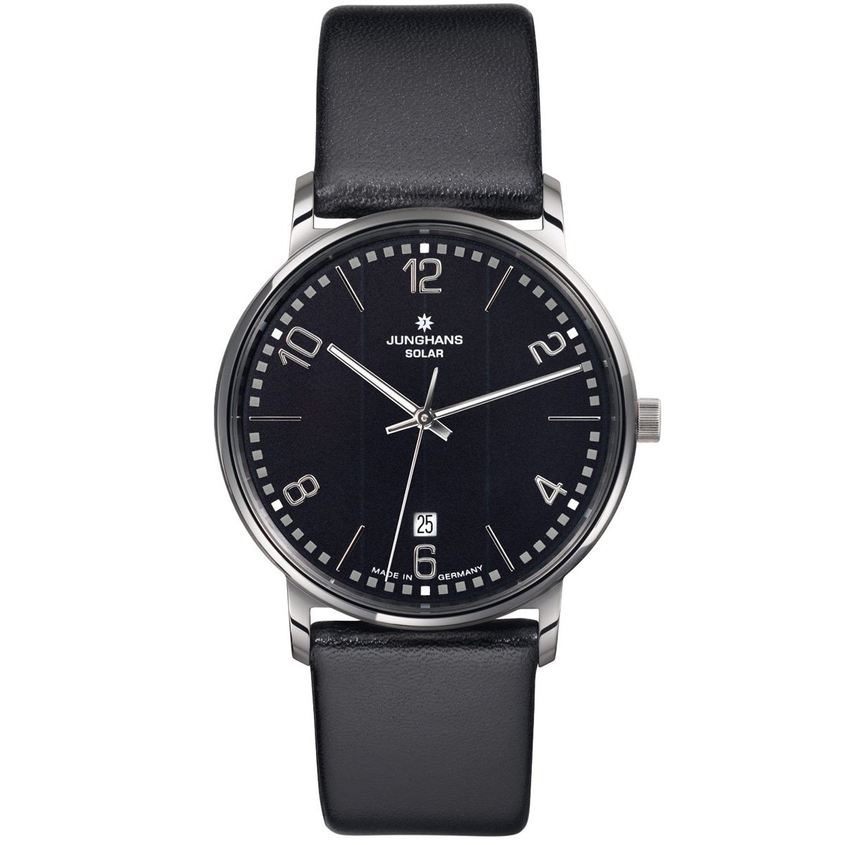 Junghans Men's wrist watch, XL Milan, analog, quartz, stainless steel, 014/4062.00, black/black, belt