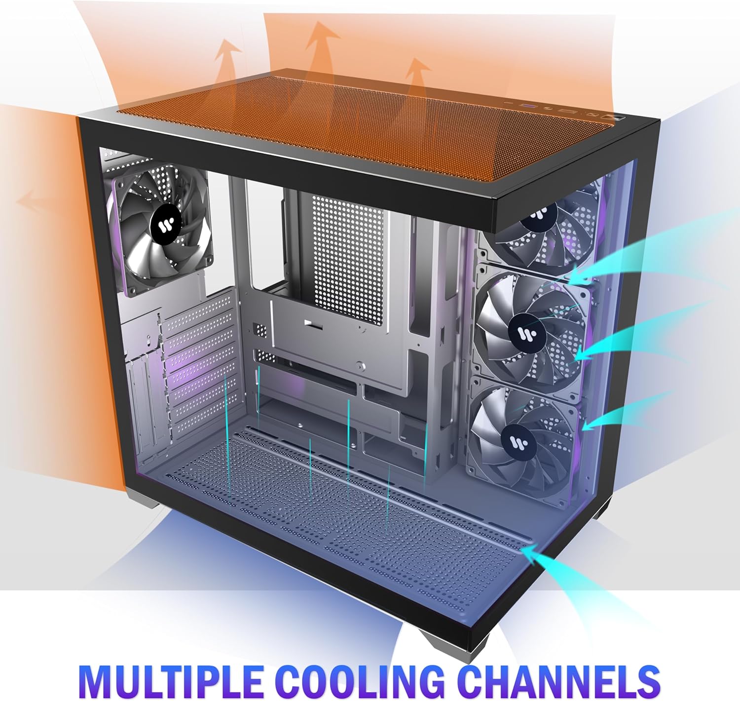 KEDIERS PC CASE ATX 4 Fans Pre-Installed, Type-C Mid Tower Computer Case with Full-View Dual Tempered Glass, Gaming PC Case,Black,K4 K4 black