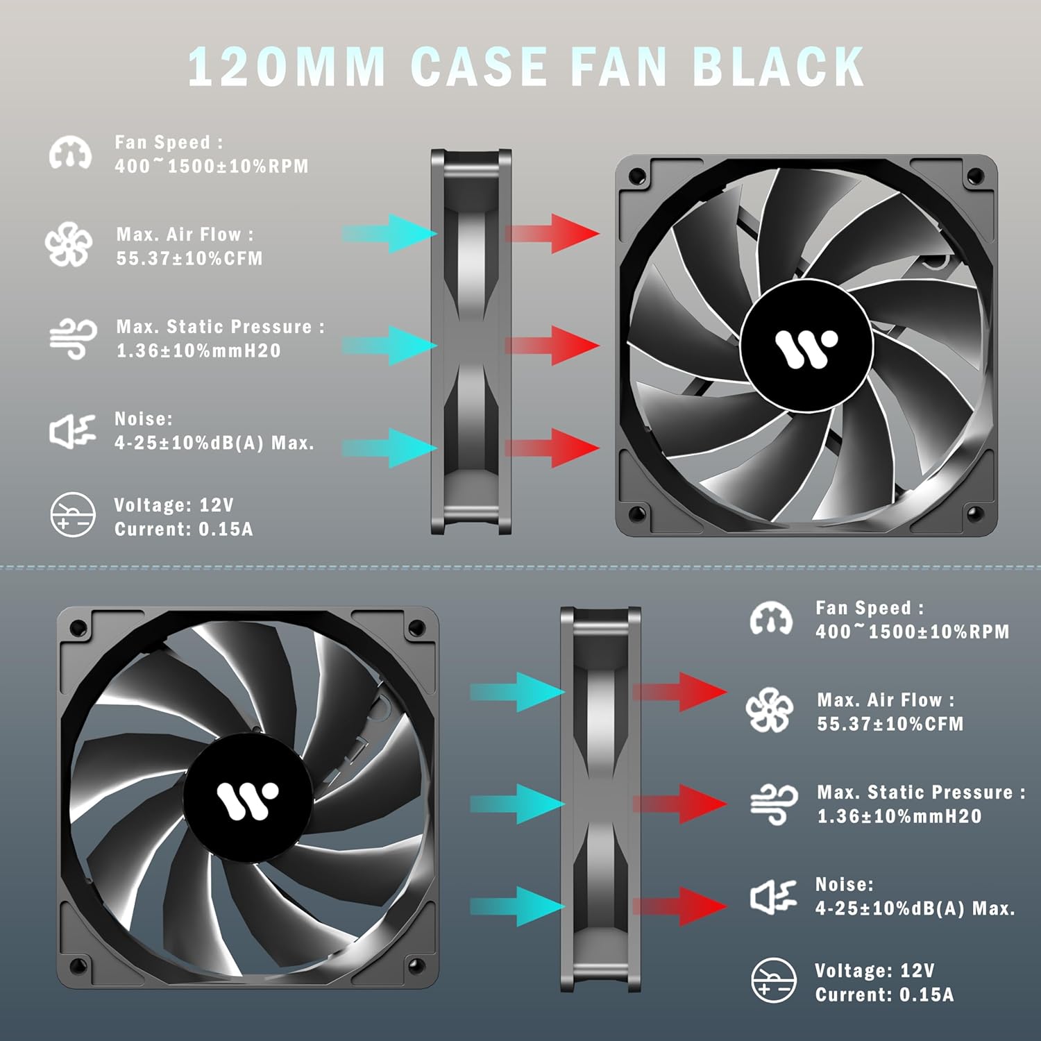 KEDIERS PC CASE ATX 4 Fans Pre-Installed, Type-C Mid Tower Computer Case with Full-View Dual Tempered Glass, Gaming PC Case,Black,K4 K4 black