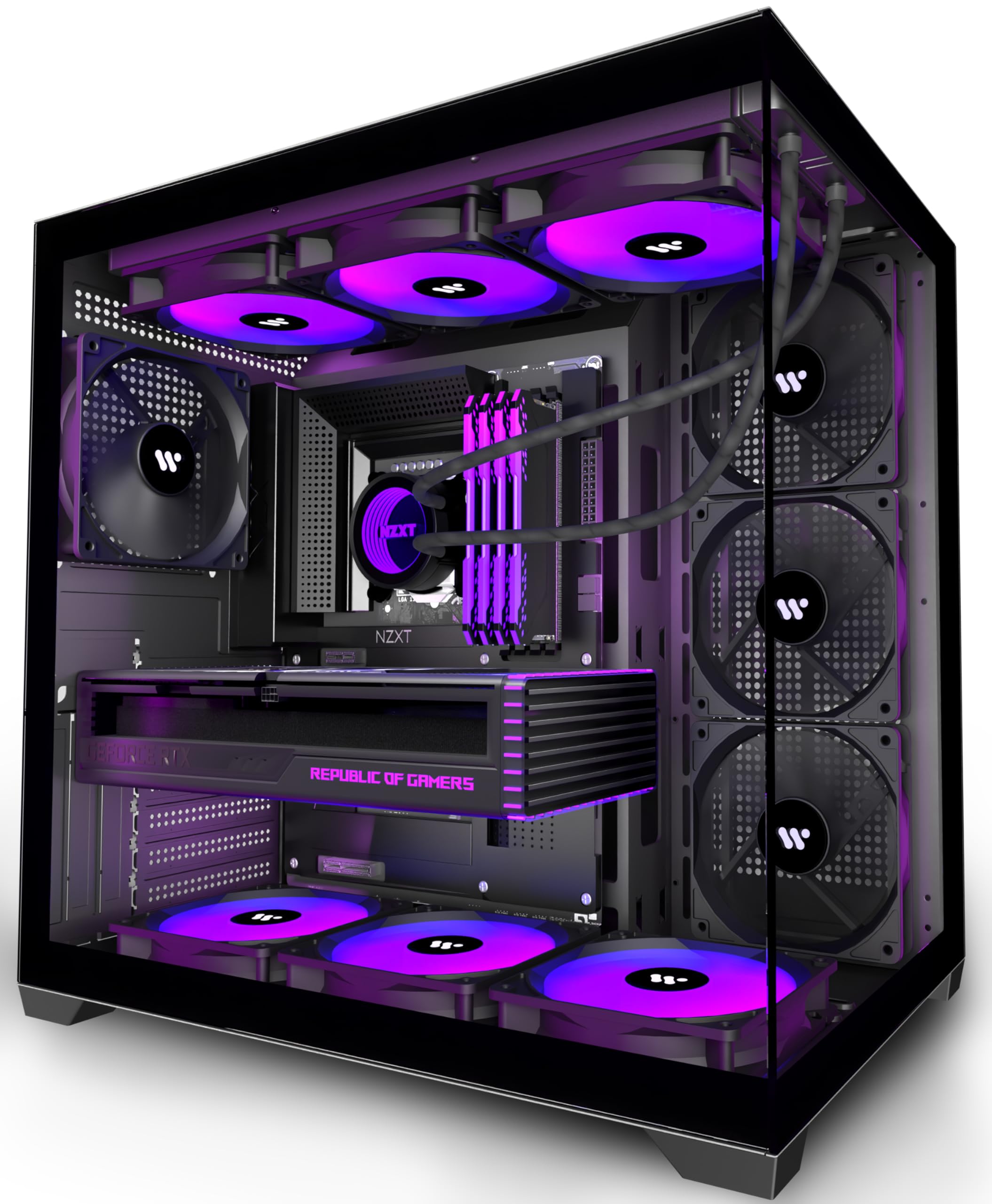 KEDIERS PC CASE ATX 4 Fans Pre-Installed, Type-C Mid Tower Computer Case with Full-View Dual Tempered Glass, Gaming PC Case,Black,K4 K4 black